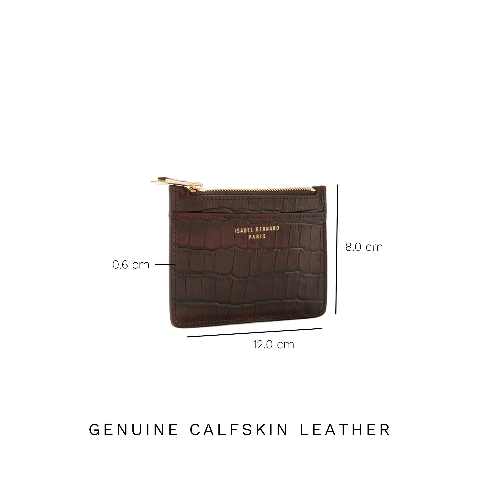 Isabel Bernard Honoré Aveline croco Brown Leather Card Holder made of Calfskin IB27019 - Image 9