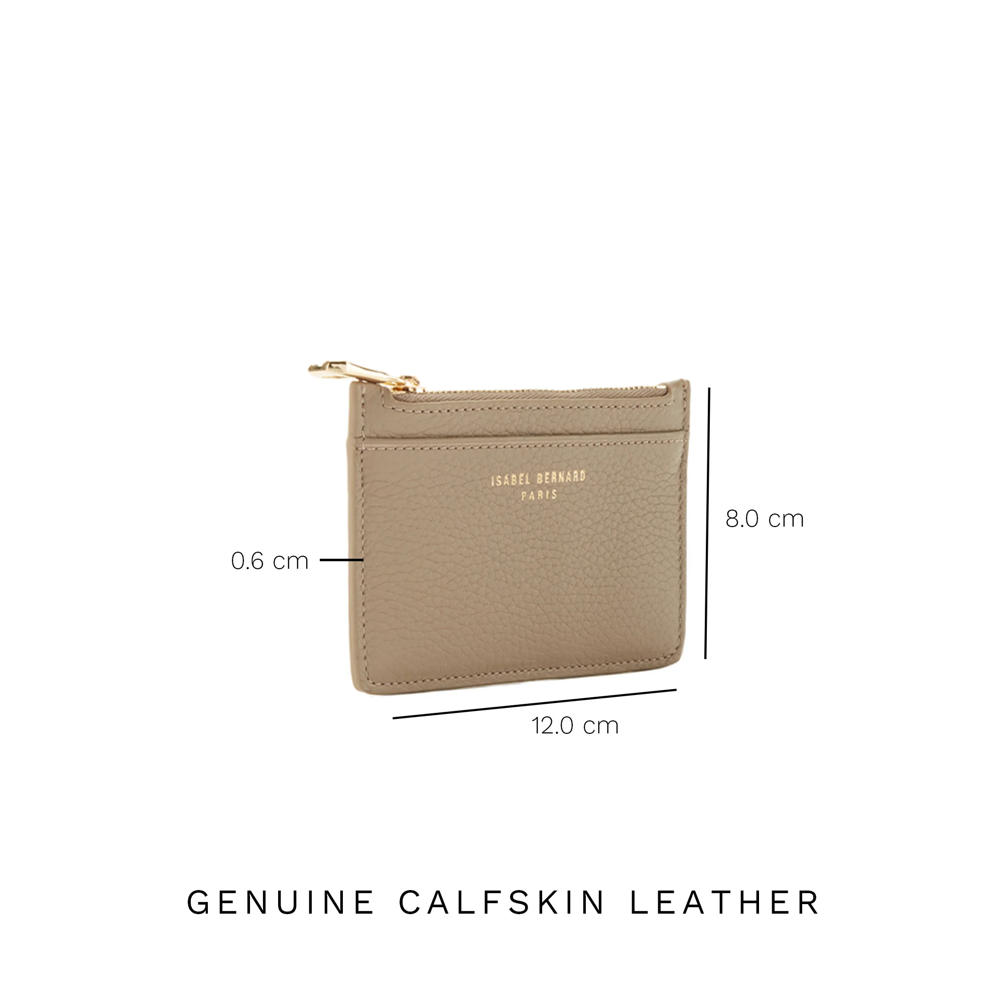 Isabel Bernard Honoré Aveline Taupe Leather Card Holder made of Calfskin IB27017 - Image 9