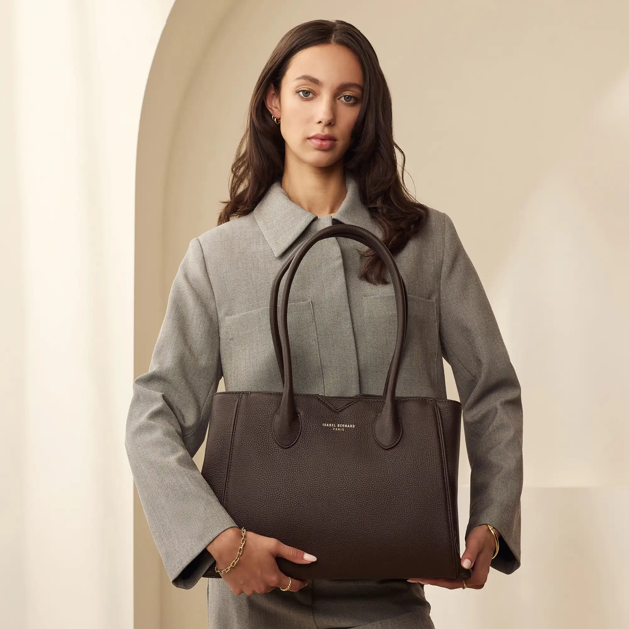Isabel Bernard Honoré Cloe brown calfskin leather handbag IB25091 - Image 2