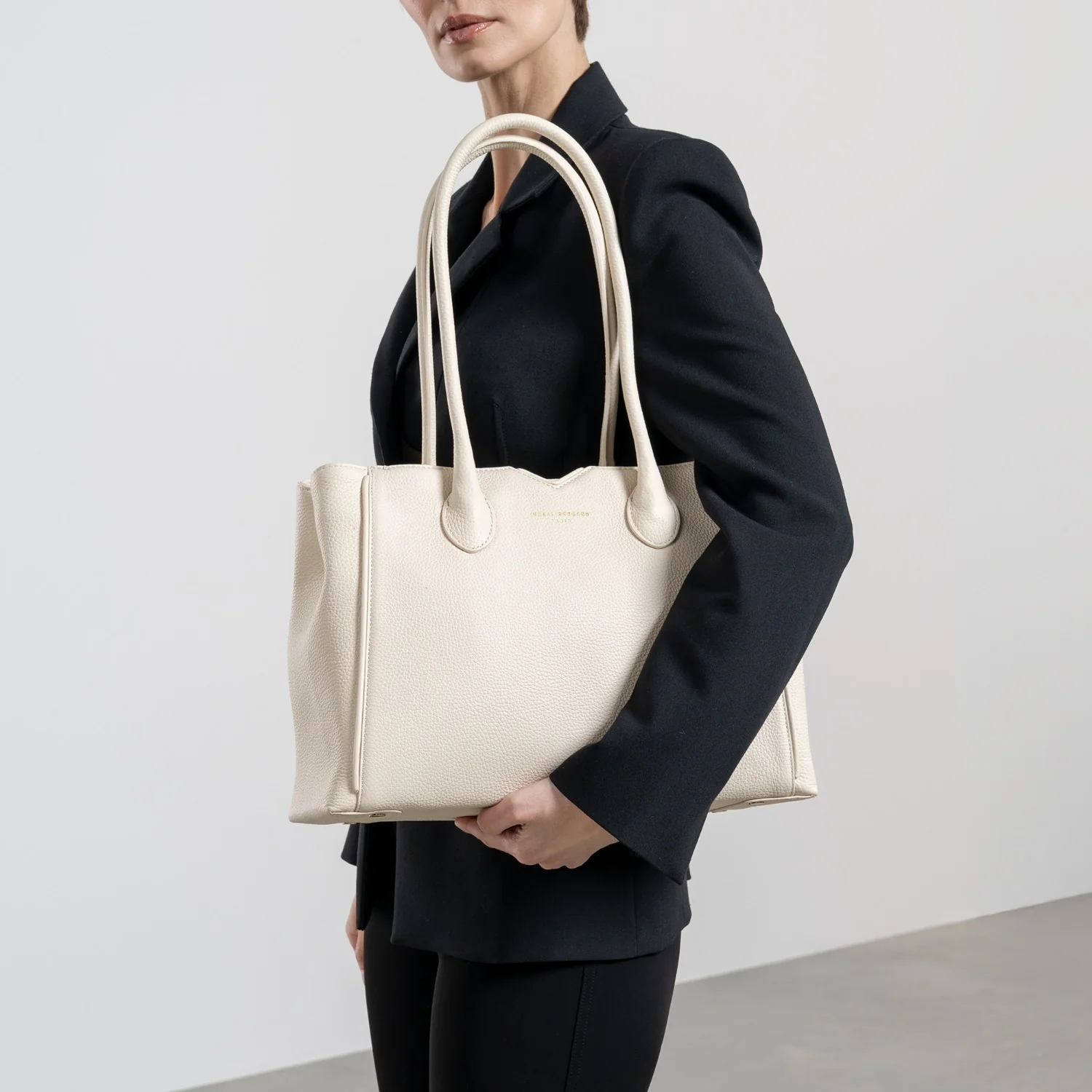 Isabel Bernard Honoré Cloe Crème Calfskin Leather Handbag IB25077 - Image 2
