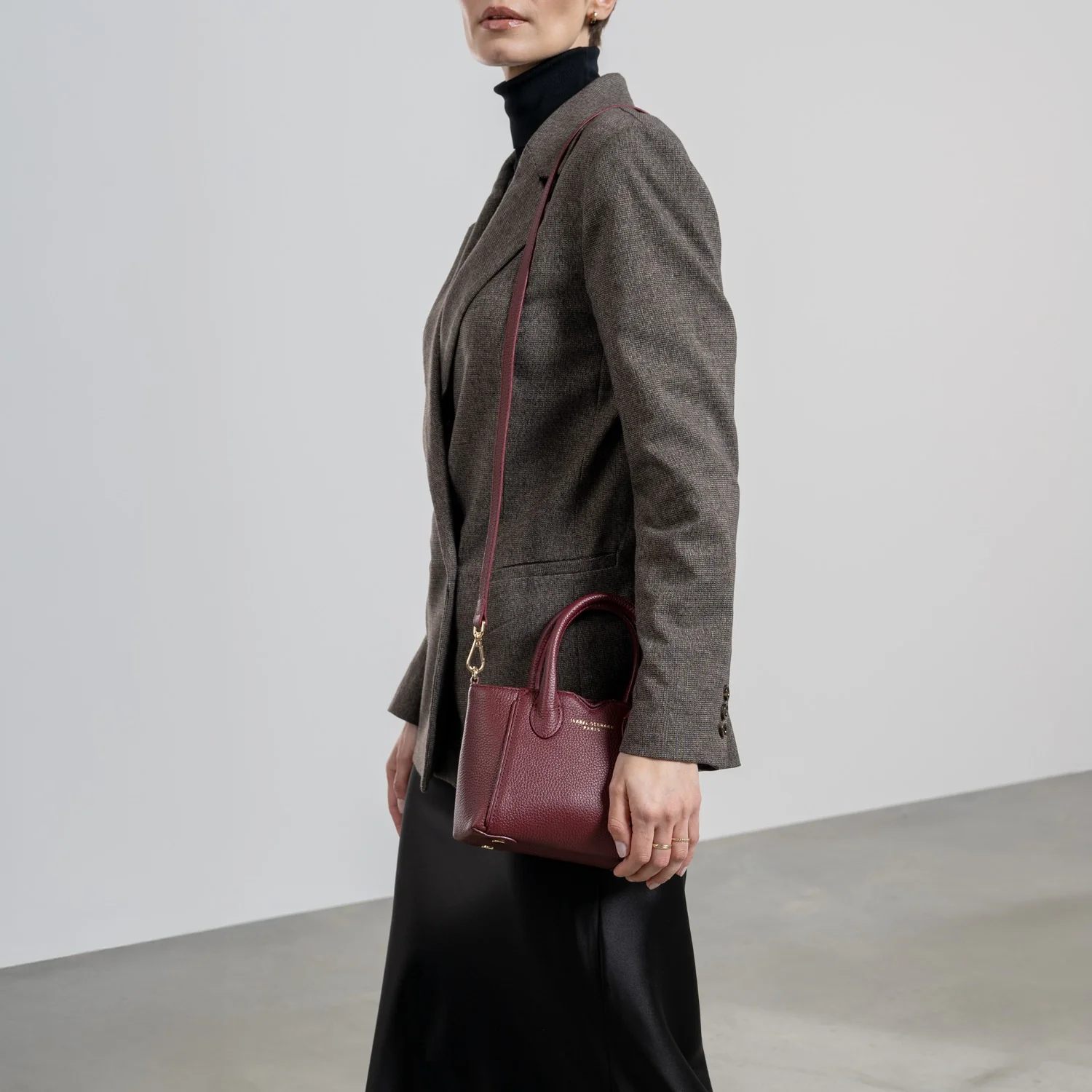 Isabel Bernard Honoré Cloe Mini Bordeaux Calfskin Leather Handbag IB21124-052 - Image 2