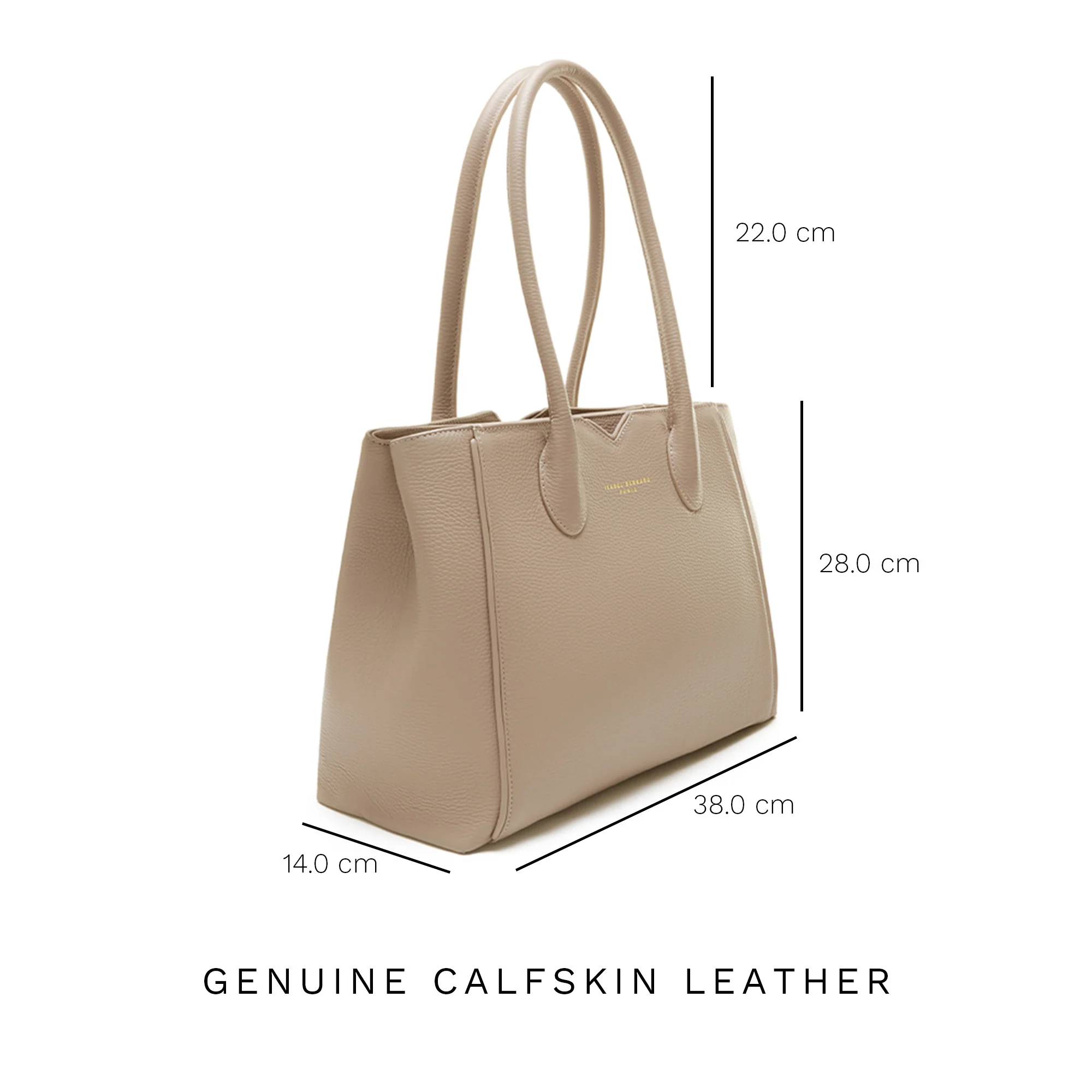 Isabel Bernard Honoré Cloe Taupe Leather Handbag made of Calfskin IB25016 - Image 7