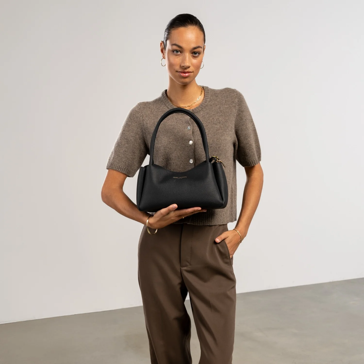 Isabel Bernard Honoré Eve Black Calfskin Leather handbag IB21133-001 - Image 2