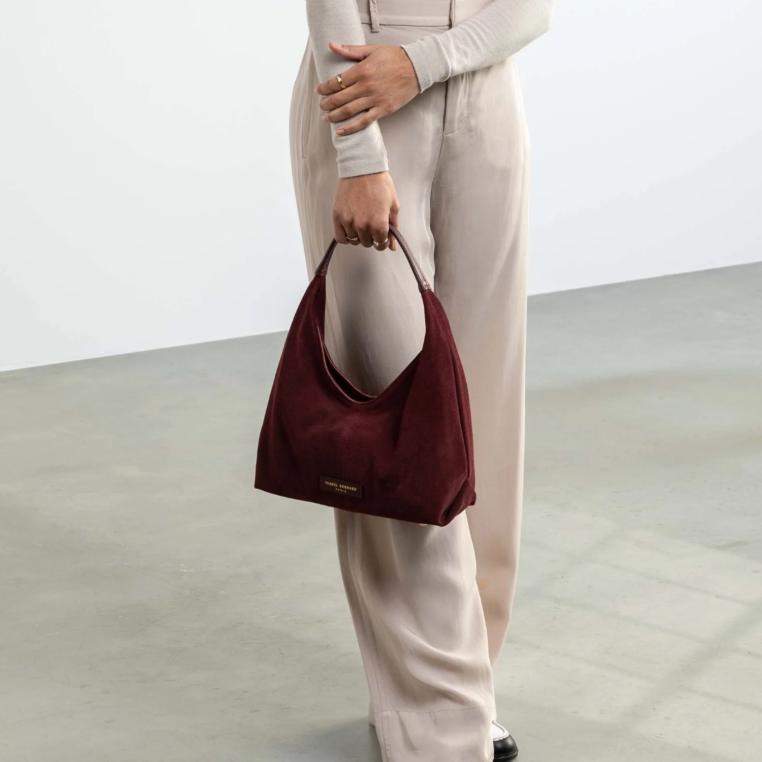 Isabel Bernard Honoré Grace mini dark bordeaux suede handbag  IB21132-152 - Image 2