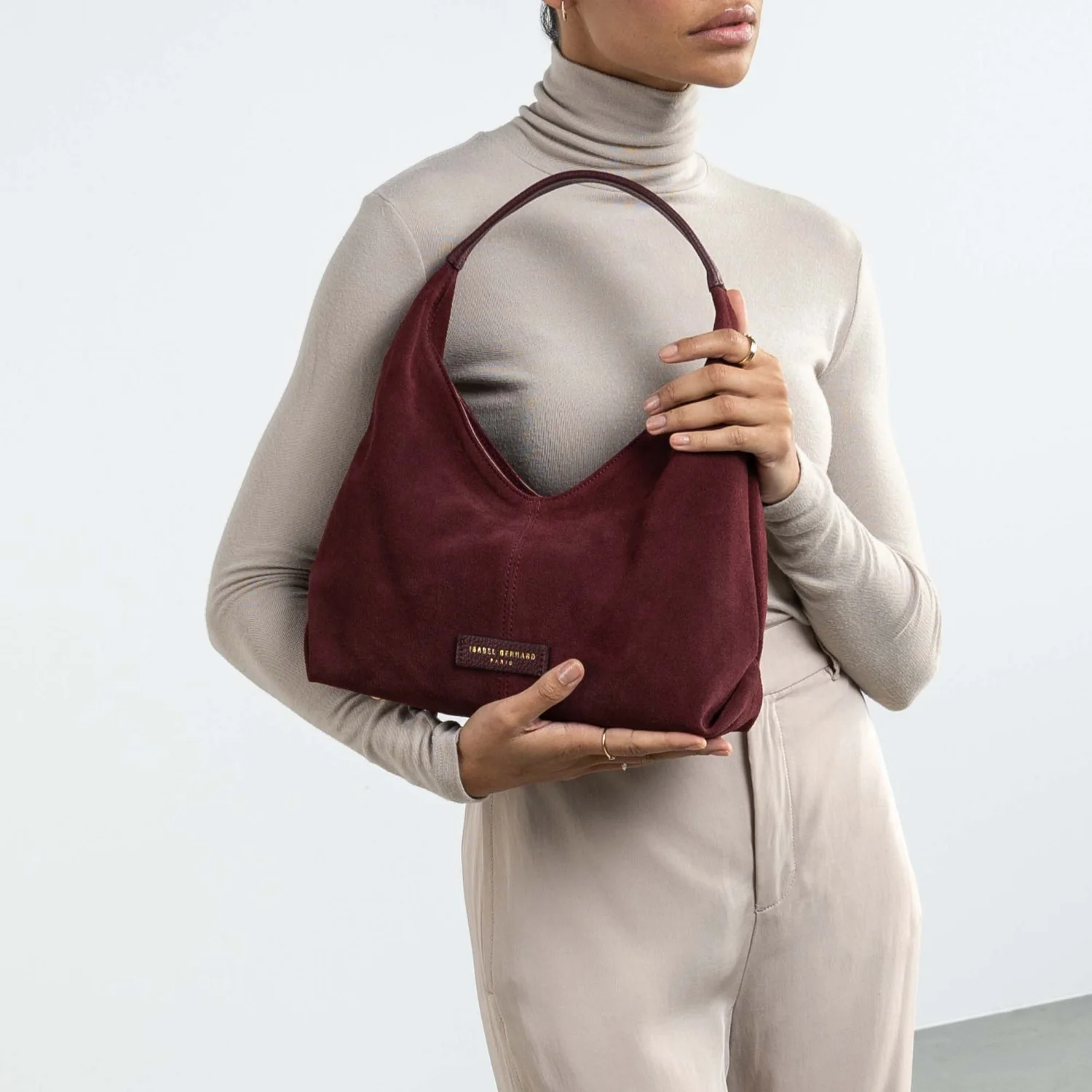 Isabel Bernard Honoré Grace mini dark bordeaux suede handbag  IB21132-152 - Image 3