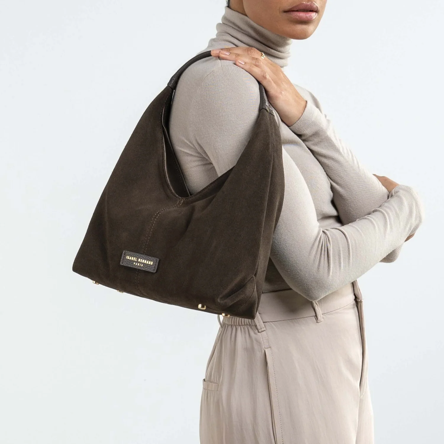 Isabel Bernard Honoré Grace mini dark brown suede handbag  IB21132-131 - Image 2