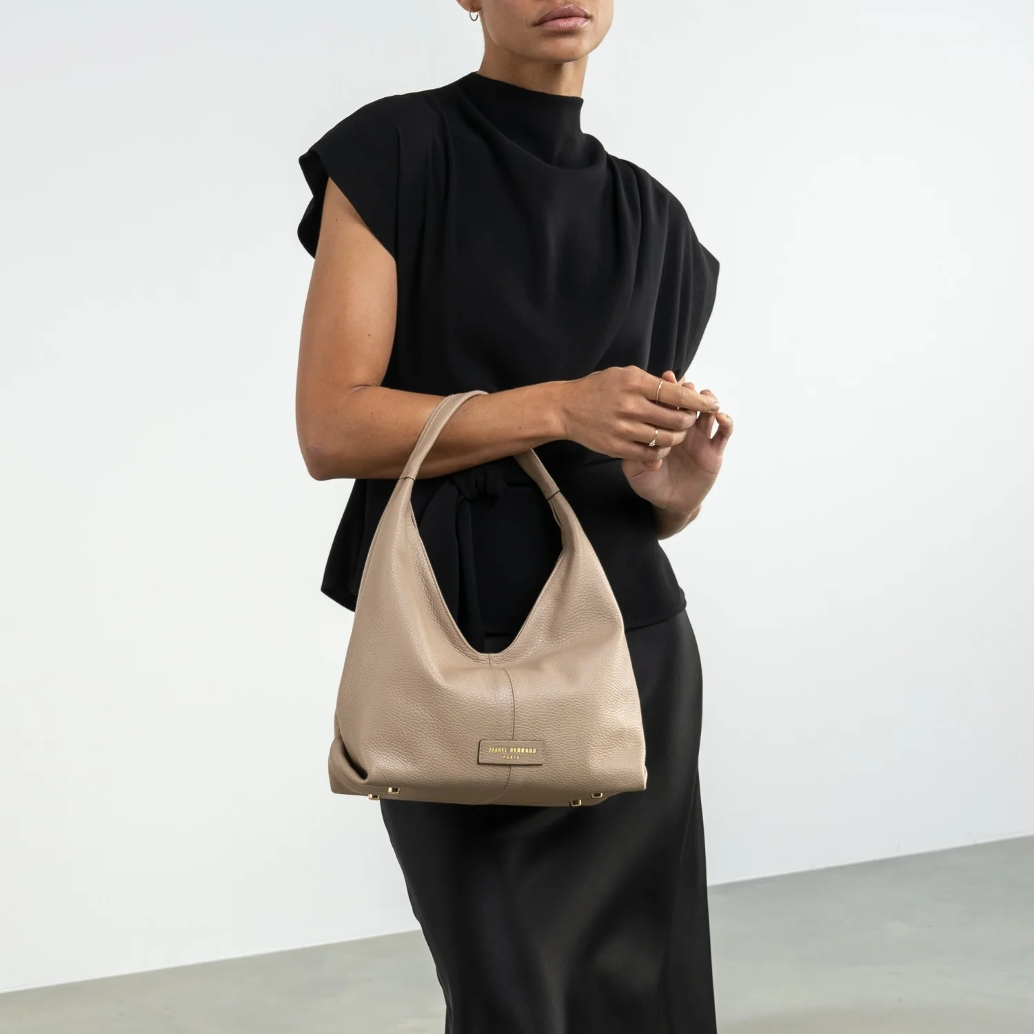 Isabel Bernard Honoré Grace mini taupe calfskin leather handbag IB21132-078 - Image 2