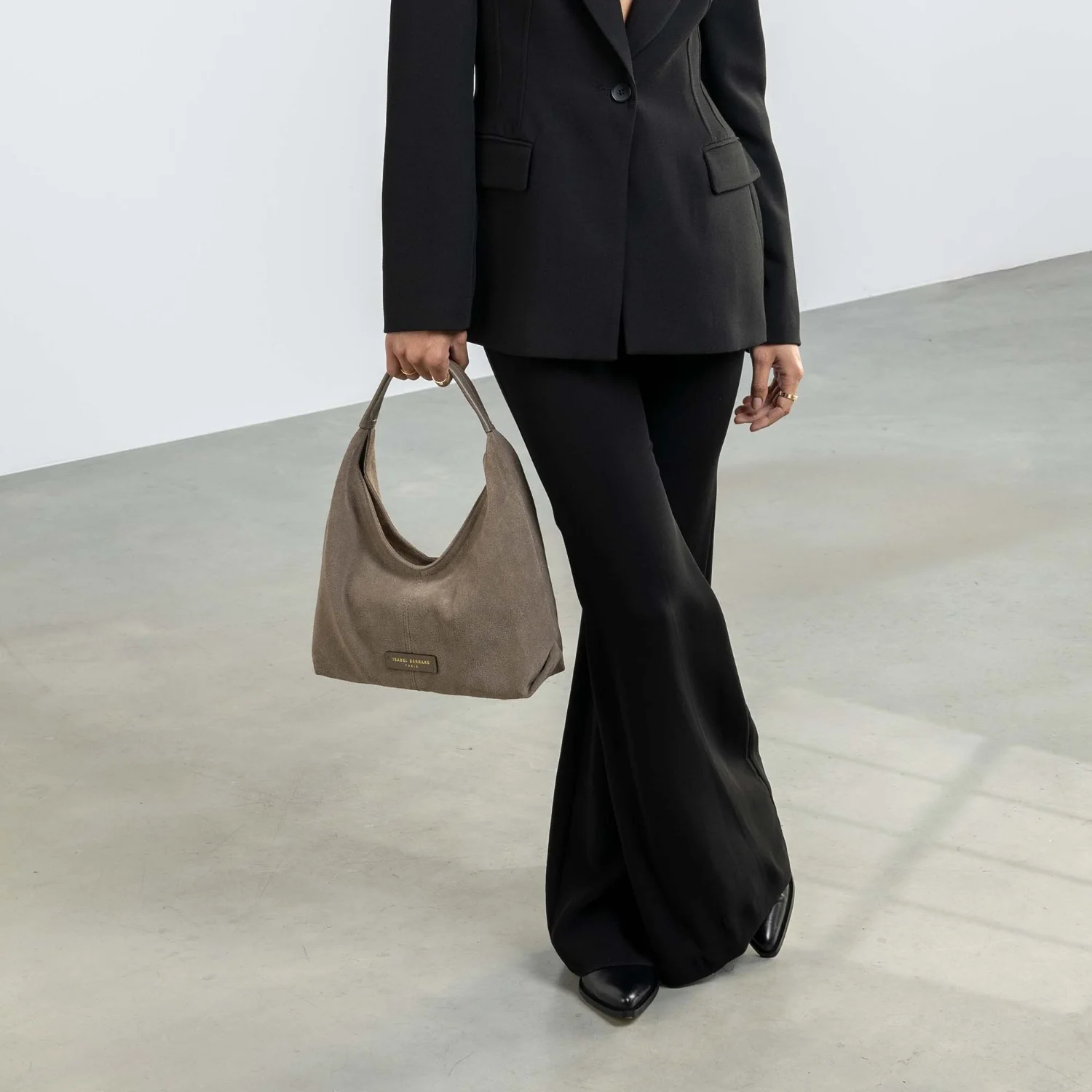 Isabel Bernard Honoré Grace mini taupe suede handbag  IB21132-178 - Image 3