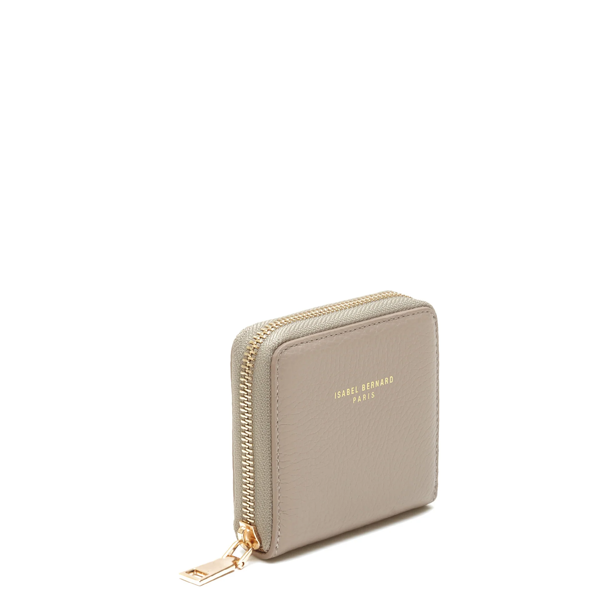 Isabel Bernard Honoré Jules Taupe Leather Zip Wallet made of Calfskin IB23018 - Image 4