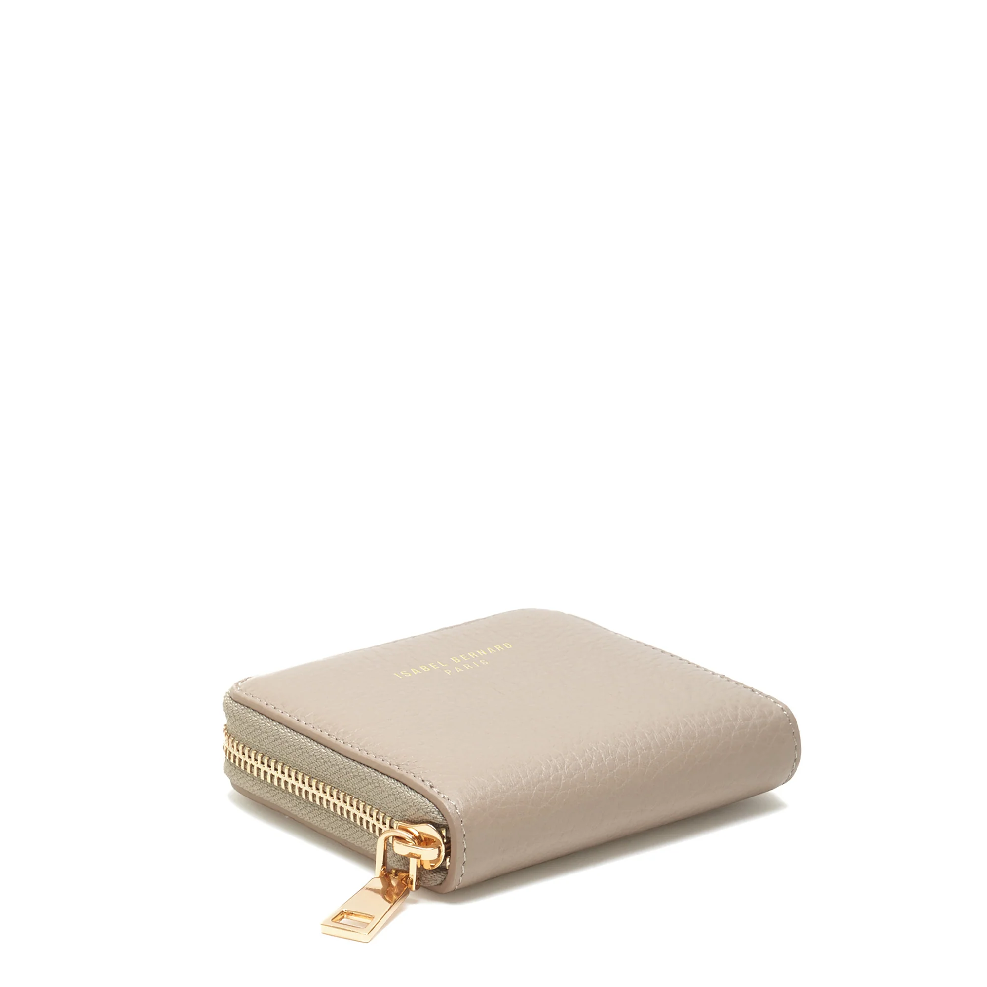 Isabel Bernard Honoré Jules Taupe Leather Zip Wallet made of Calfskin IB23018 - Image 6