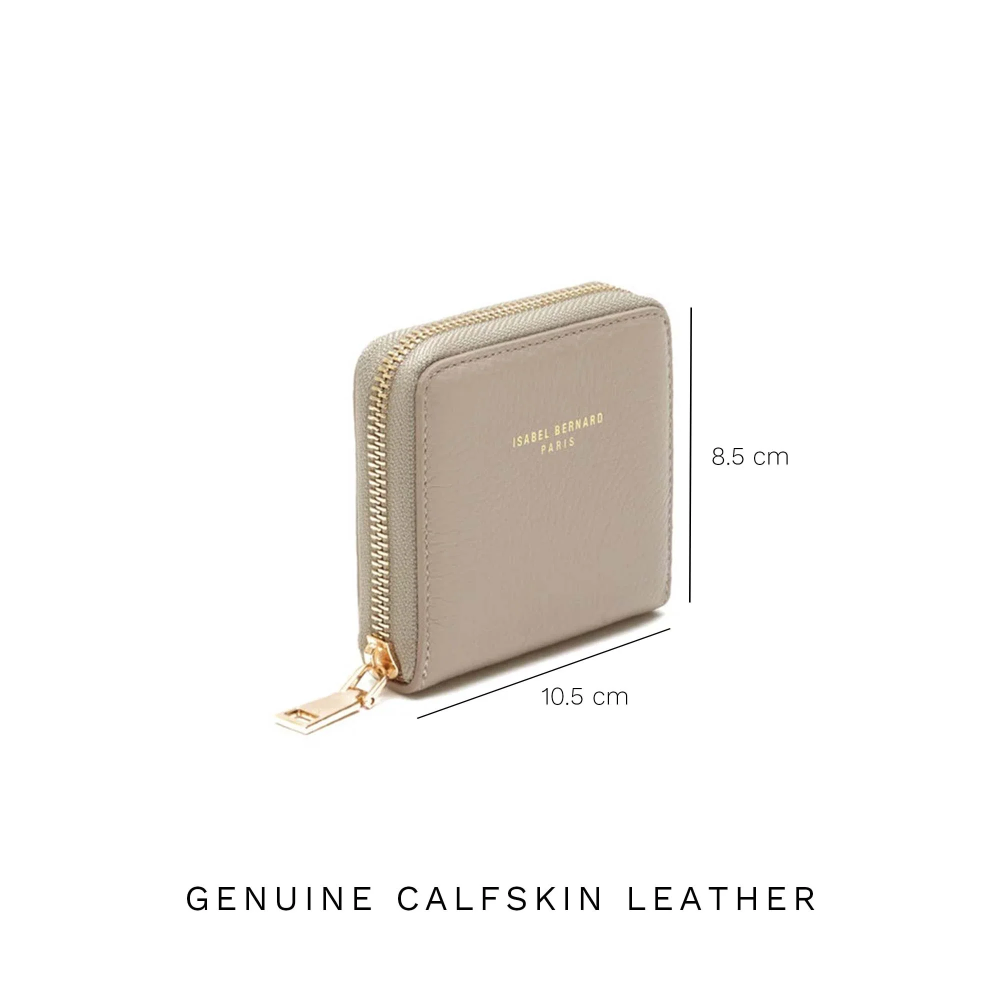 Isabel Bernard Honoré Jules Taupe Leather Zip Wallet made of Calfskin IB23018 - Image 8
