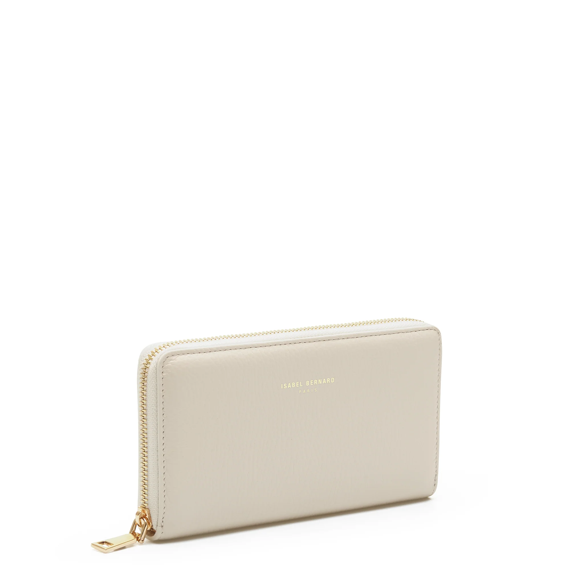 Isabel Bernard Honoré Léa Beige Calfskin Zip Wallet IB23012 - Image 4