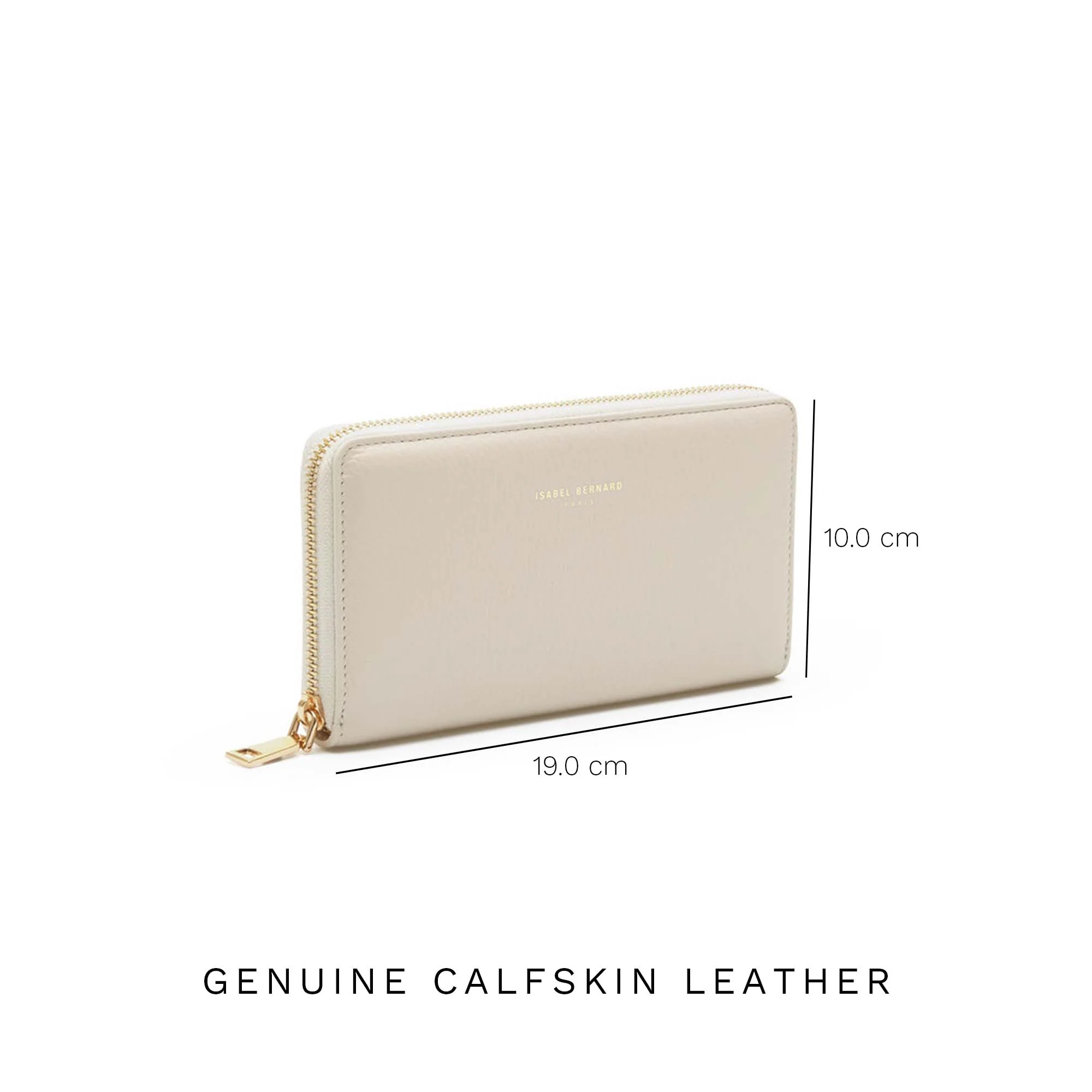 Isabel Bernard Honoré Léa Beige Calfskin Zip Wallet IB23012 - Image 7
