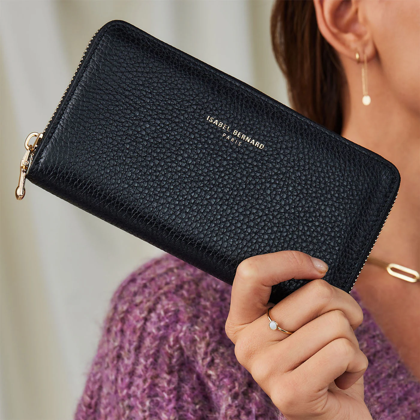 Isabel Bernard Honoré Léa Black Zip Wallet IB23001 - Image 2