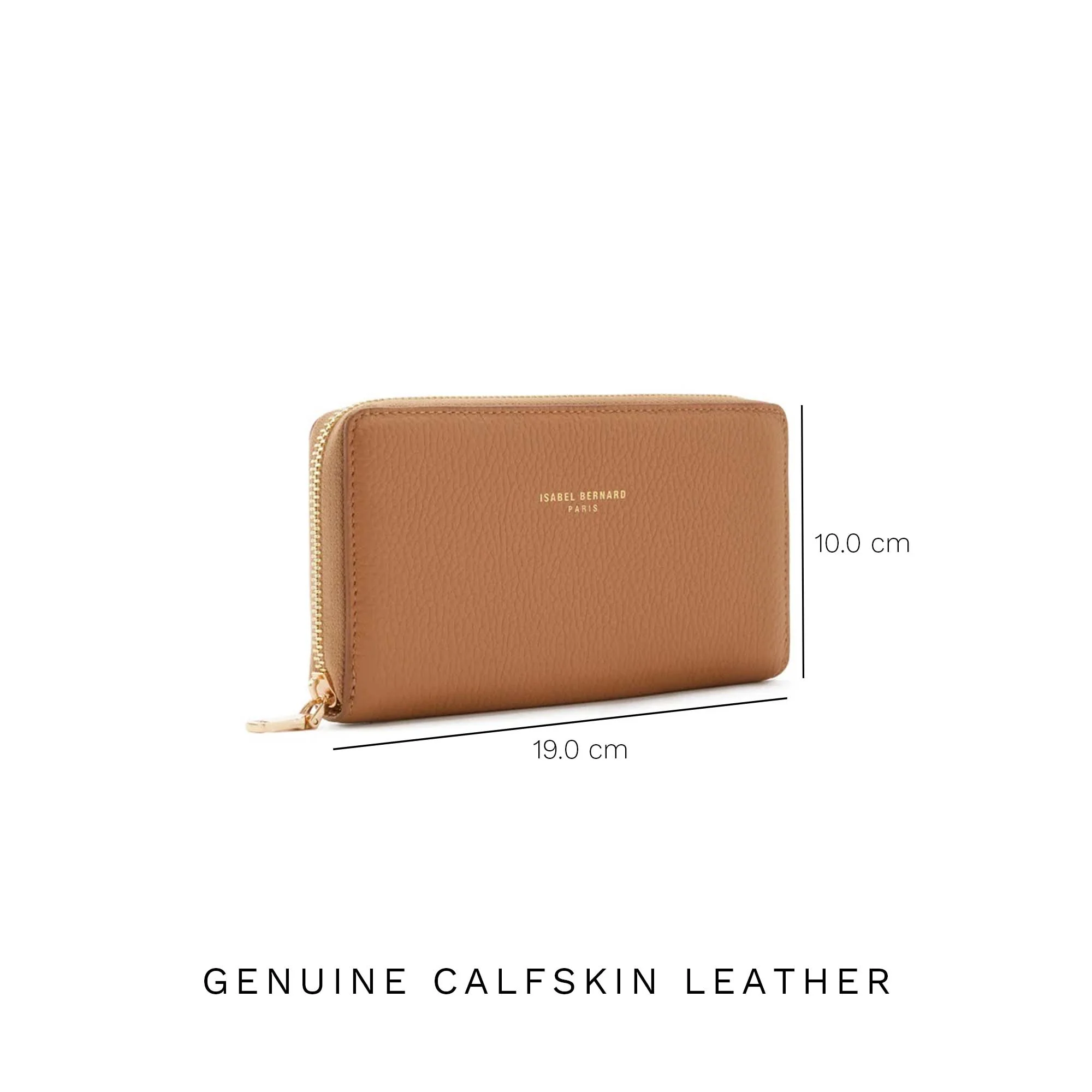 Isabel Bernard Honoré Léa Camel Calfskin Zip Wallet IB23023 - Image 7