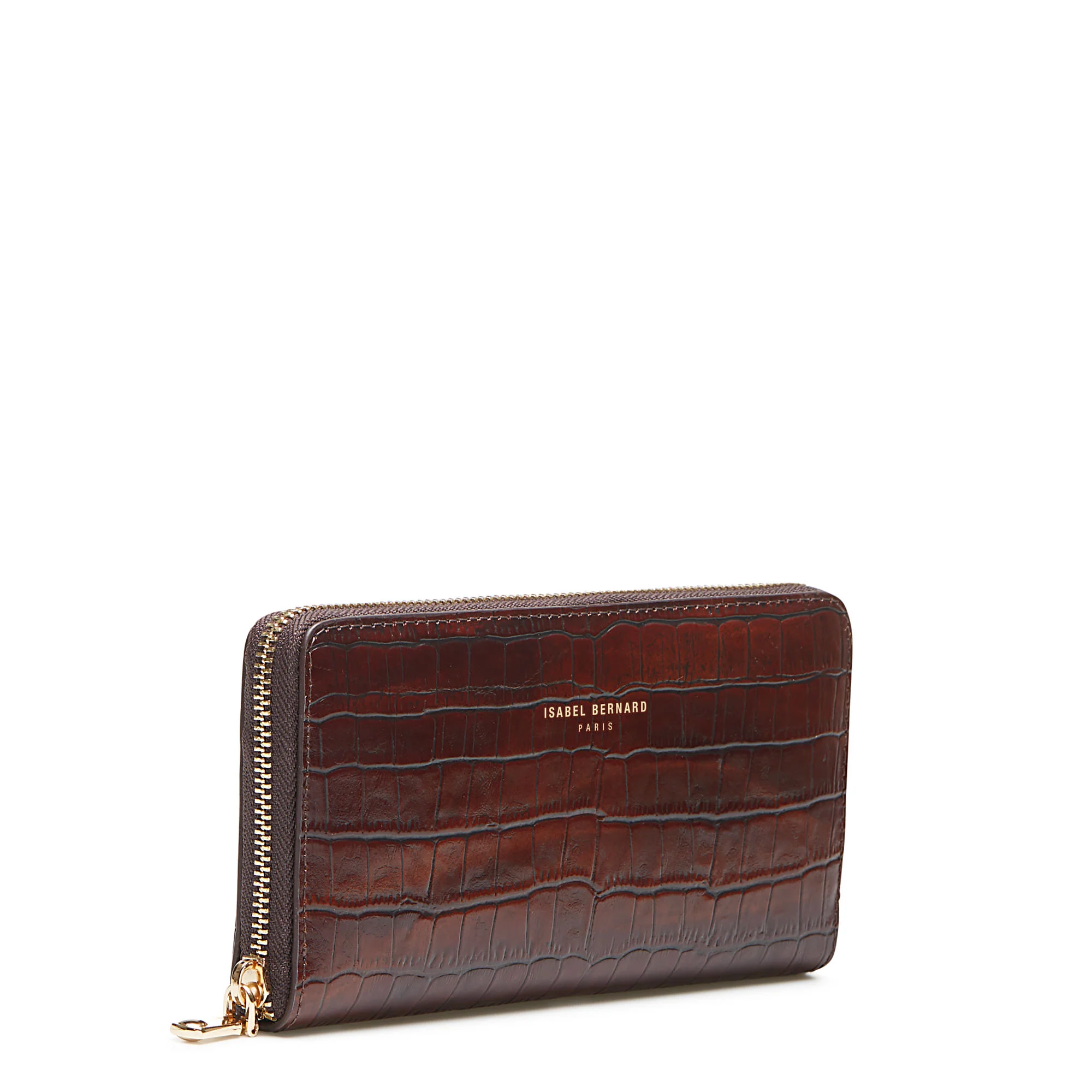 Isabel Bernard Honoré Léa Croco Brown Zip Wallet IB23006 - Image 5
