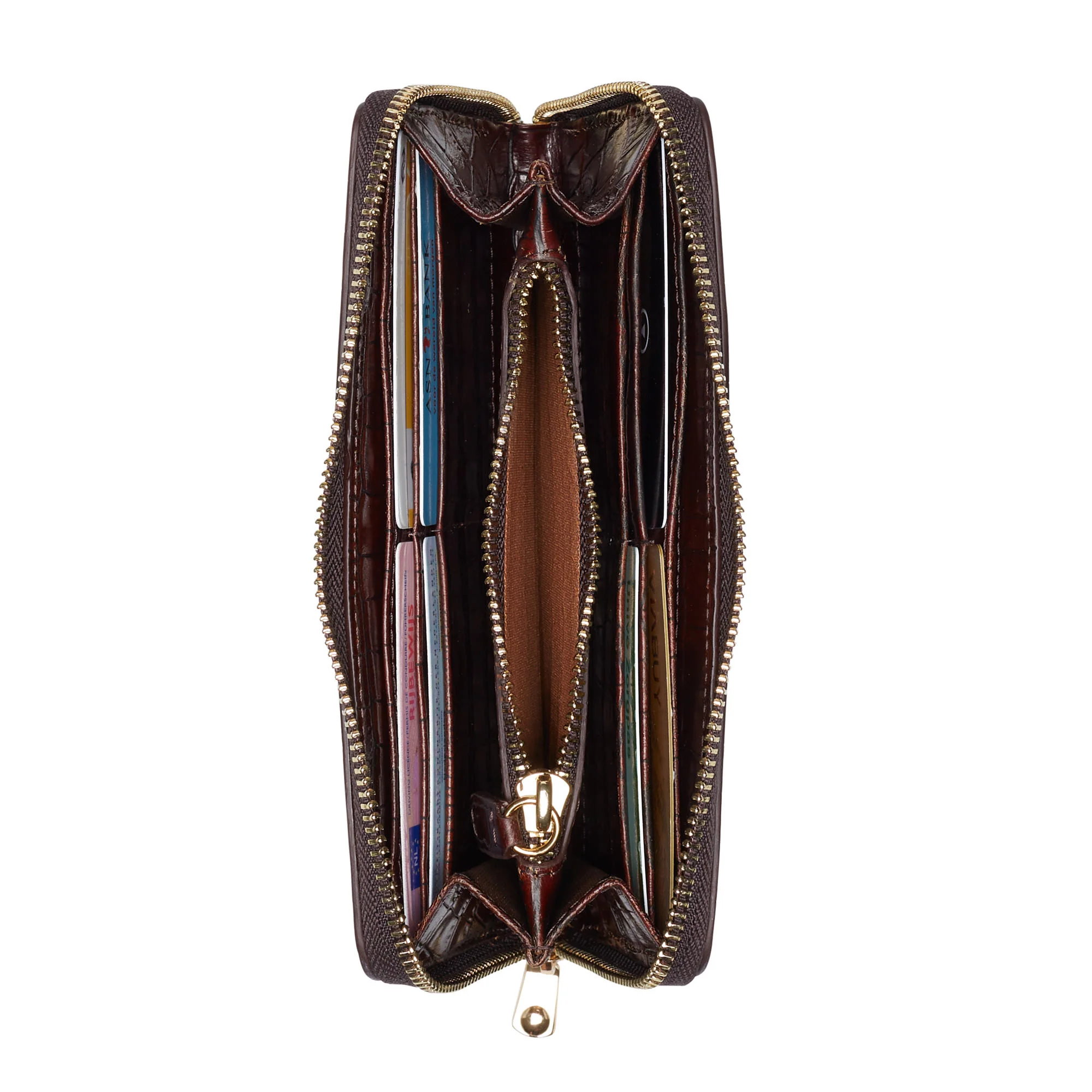 Isabel Bernard Honoré Léa Croco Brown Zip Wallet IB23006 - Image 7