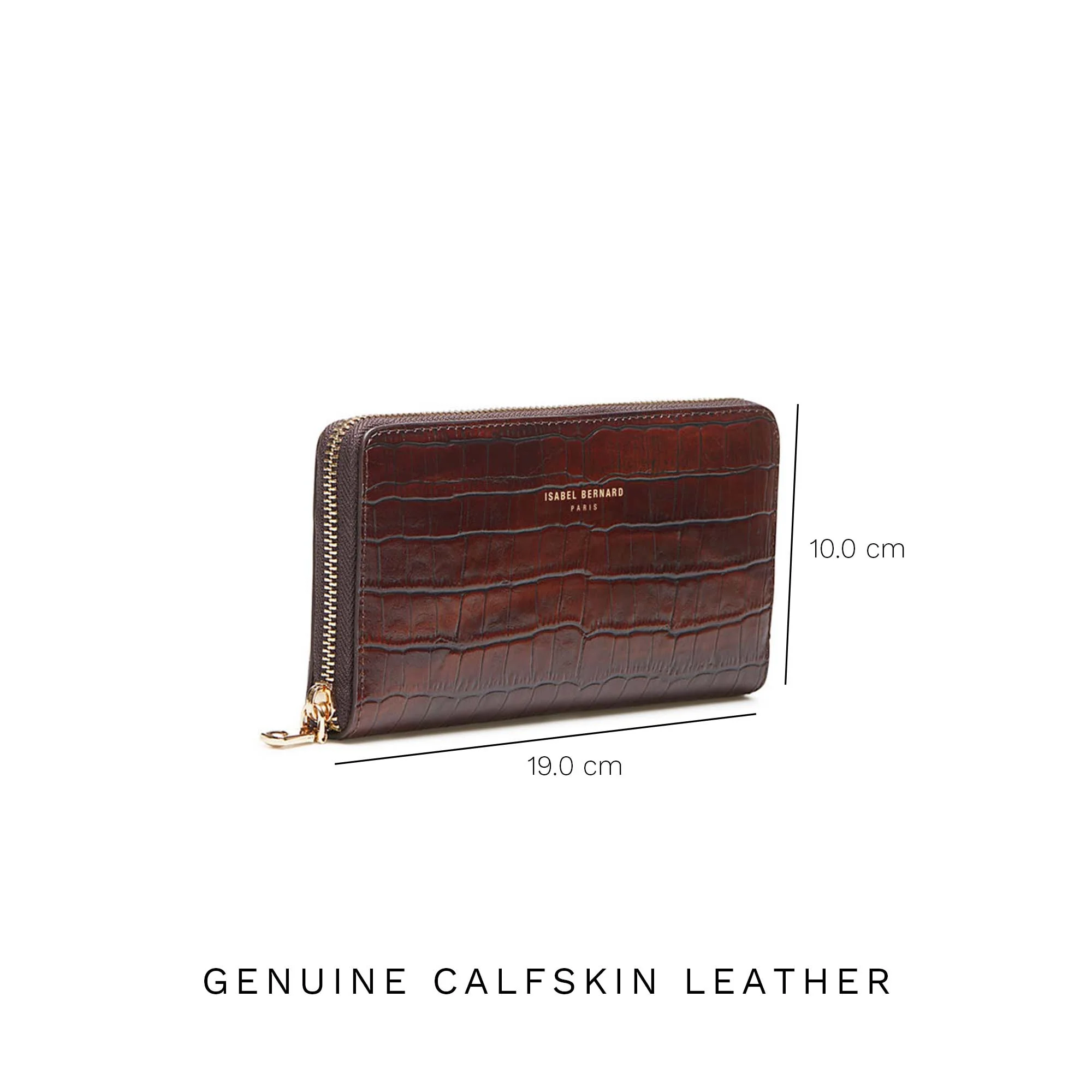 Isabel Bernard Honoré Léa Croco Brown Zip Wallet IB23006 - Image 8