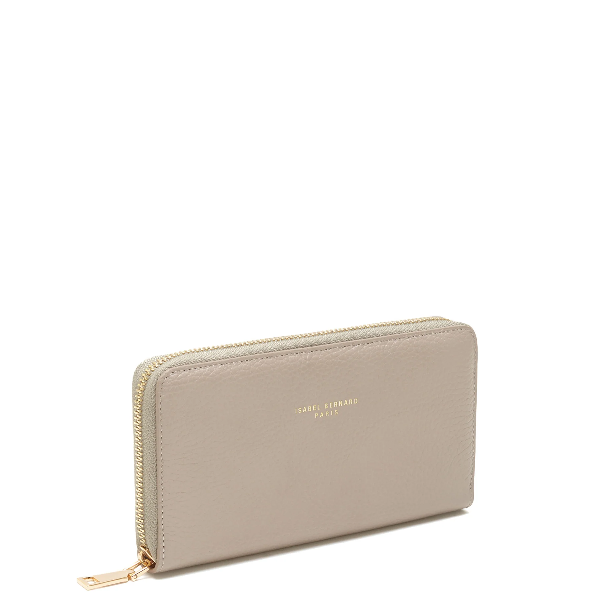 Isabel Bernard Honoré Léa Taupe Calfskin Zip Wallet IB23017 - Image 3
