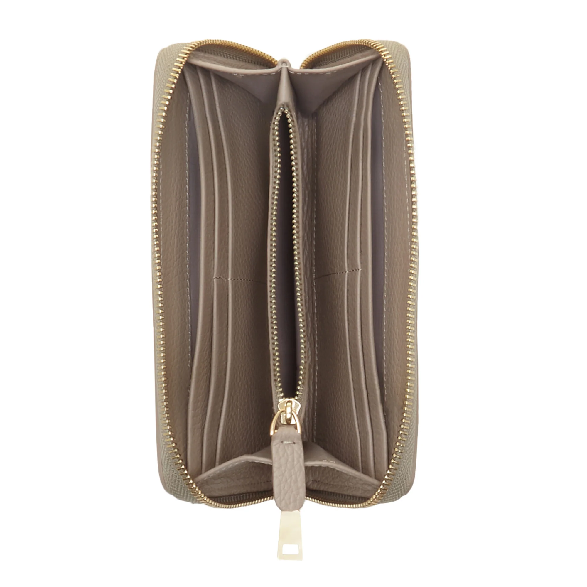 Isabel Bernard Honoré Léa Taupe Calfskin Zip Wallet IB23017 - Image 5