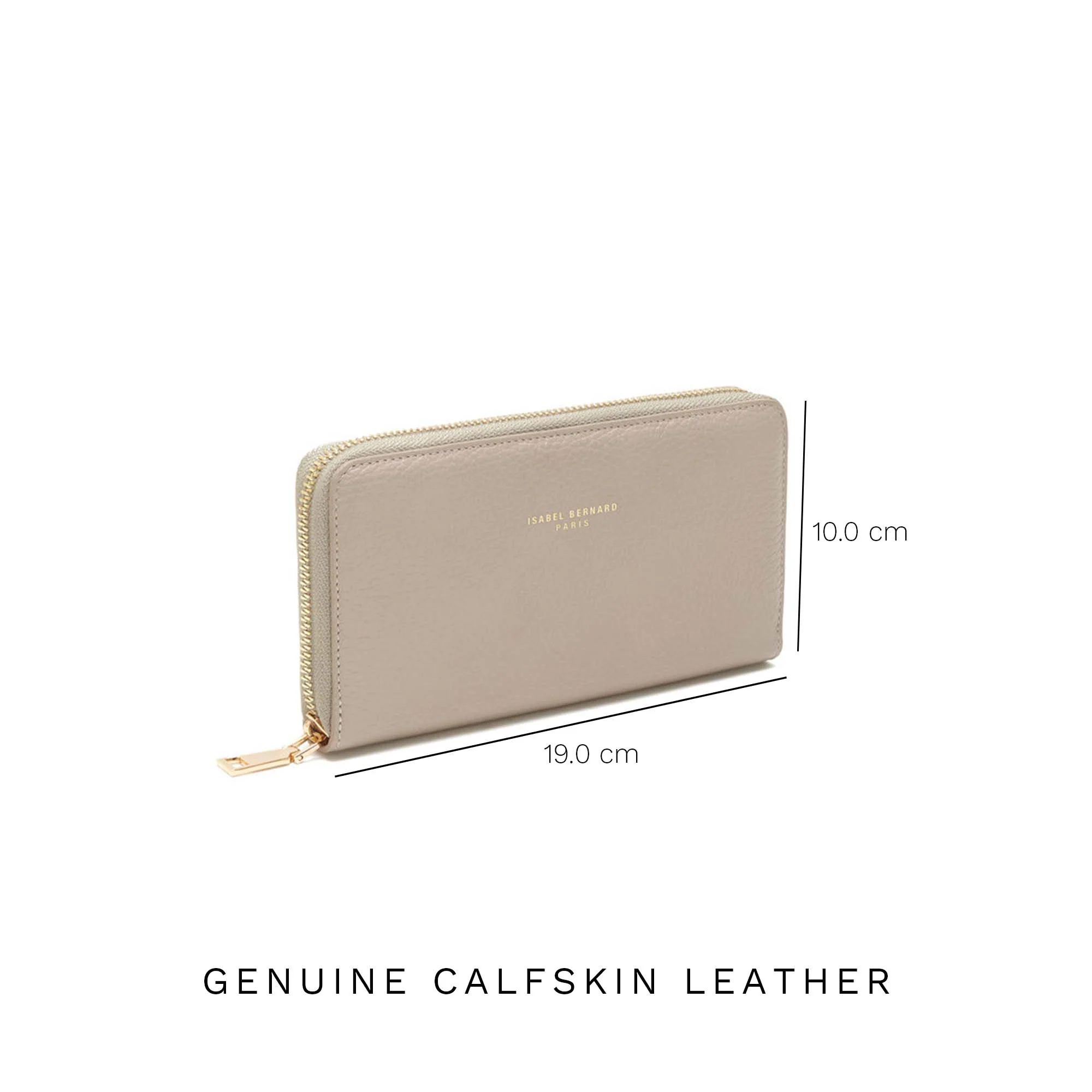 Isabel Bernard Honoré Léa Taupe Calfskin Zip Wallet IB23017 - Image 6