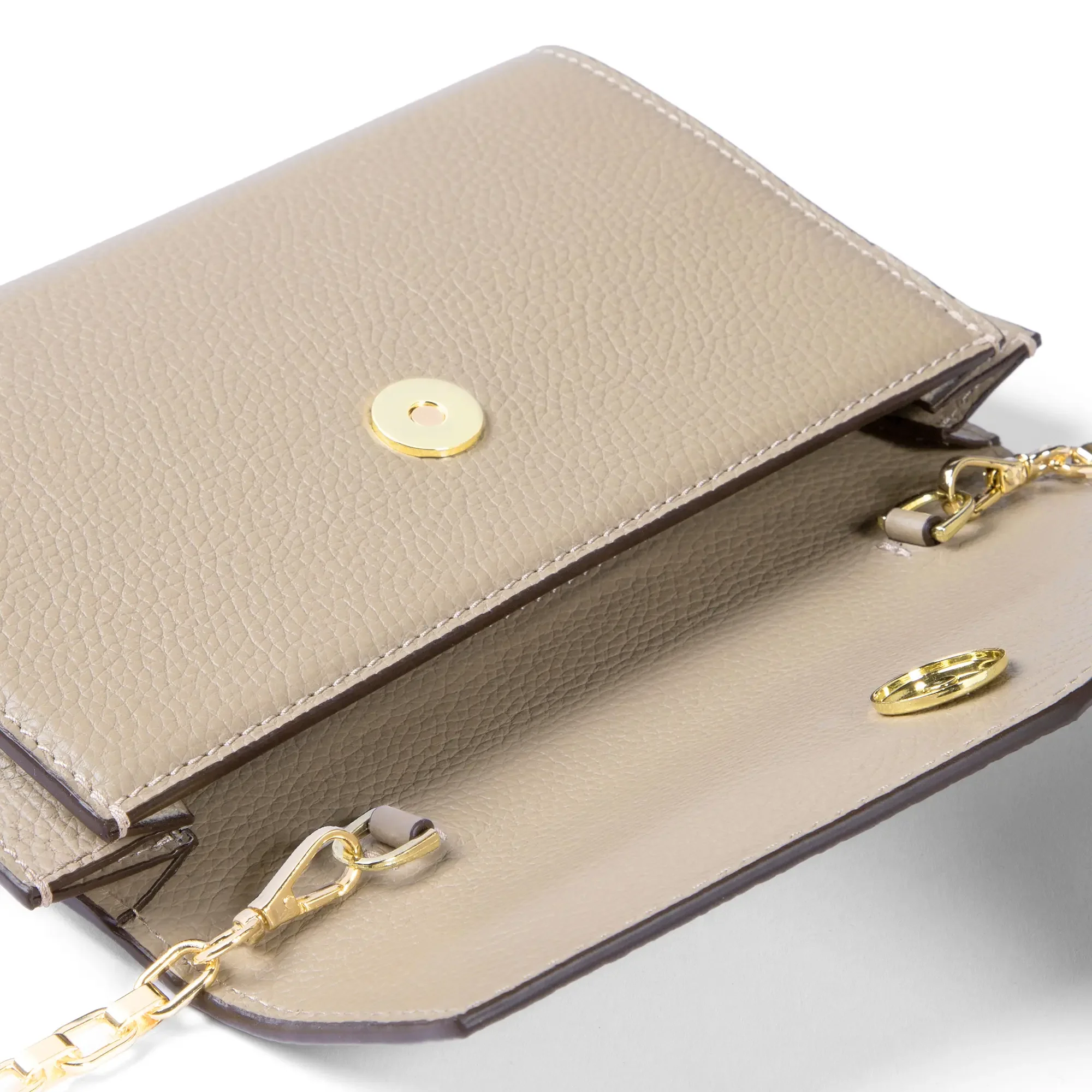 Isabel Bernard Honoré Lina Beige Clutch With Detachable Shoulder Chain IB21135-072 - Image 4