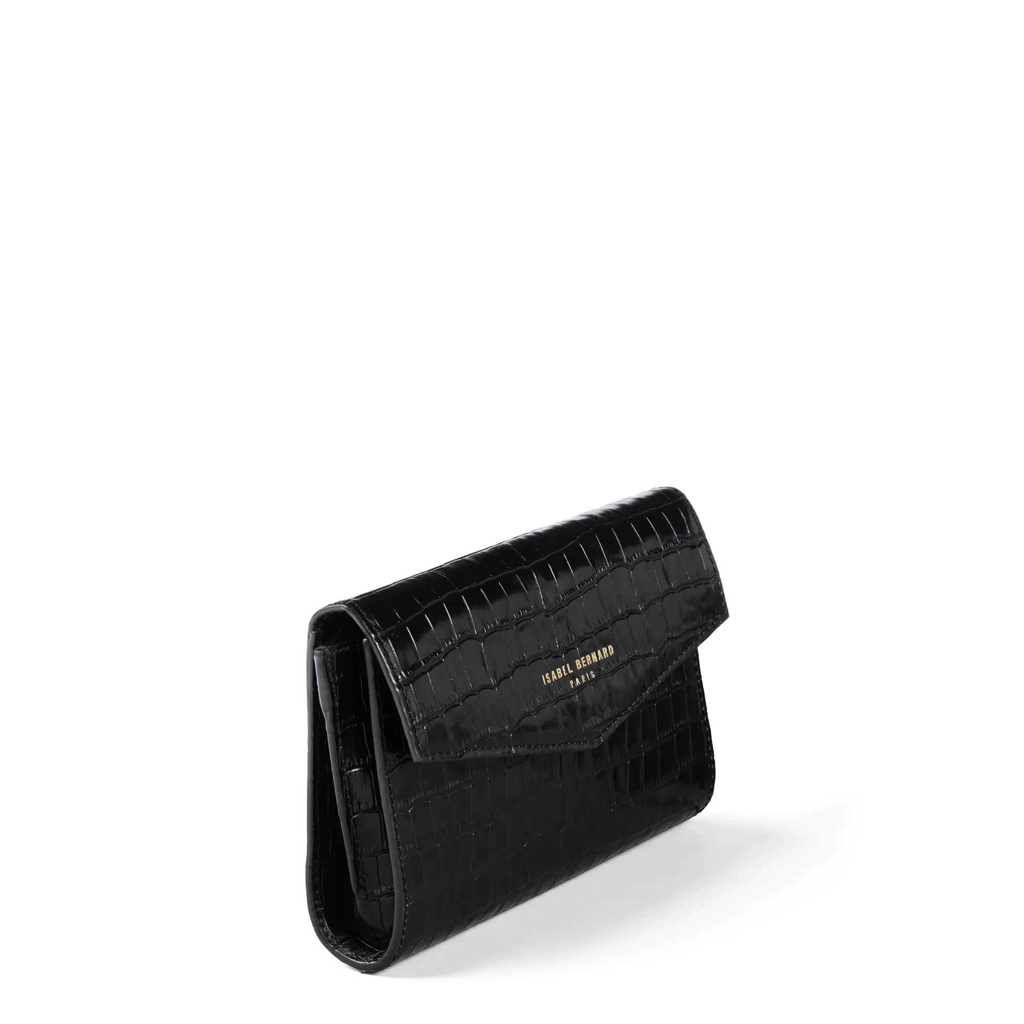 Isabel Bernard Honoré Lina Croco Black Clutch With Detachable Shoulder Chain IB21135-201 - Image 6