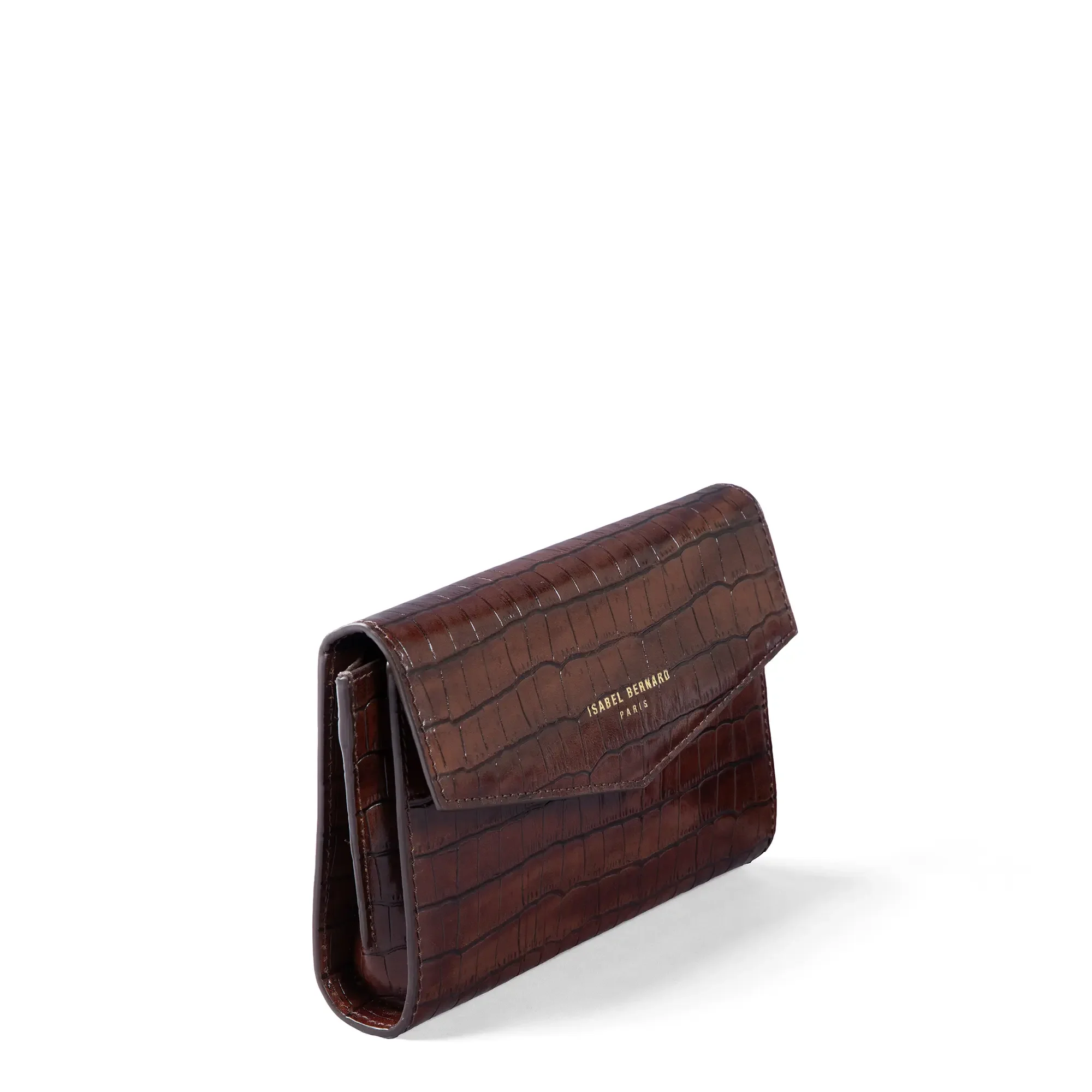 Isabel Bernard Honoré Lina Croco Brown Clutch With Detachable Shoulder Chain IB21135-230 - Image 6