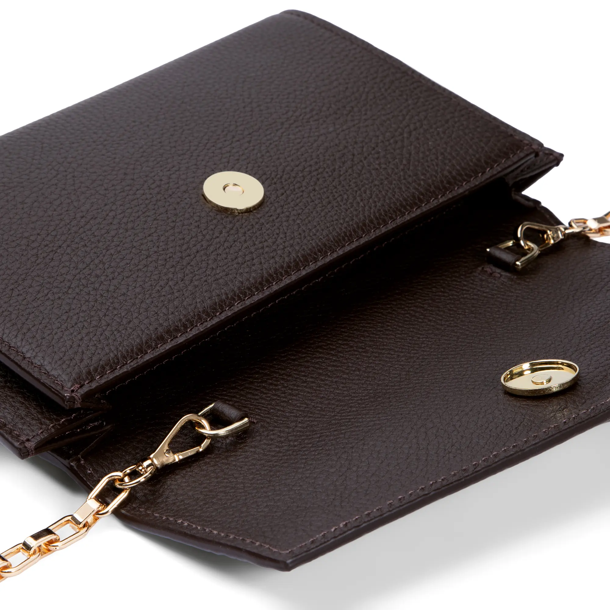 Isabel Bernard Honoré Lina Dark Brown Clutch With Detachable Shoulder Chain IB21135-031 - Image 4