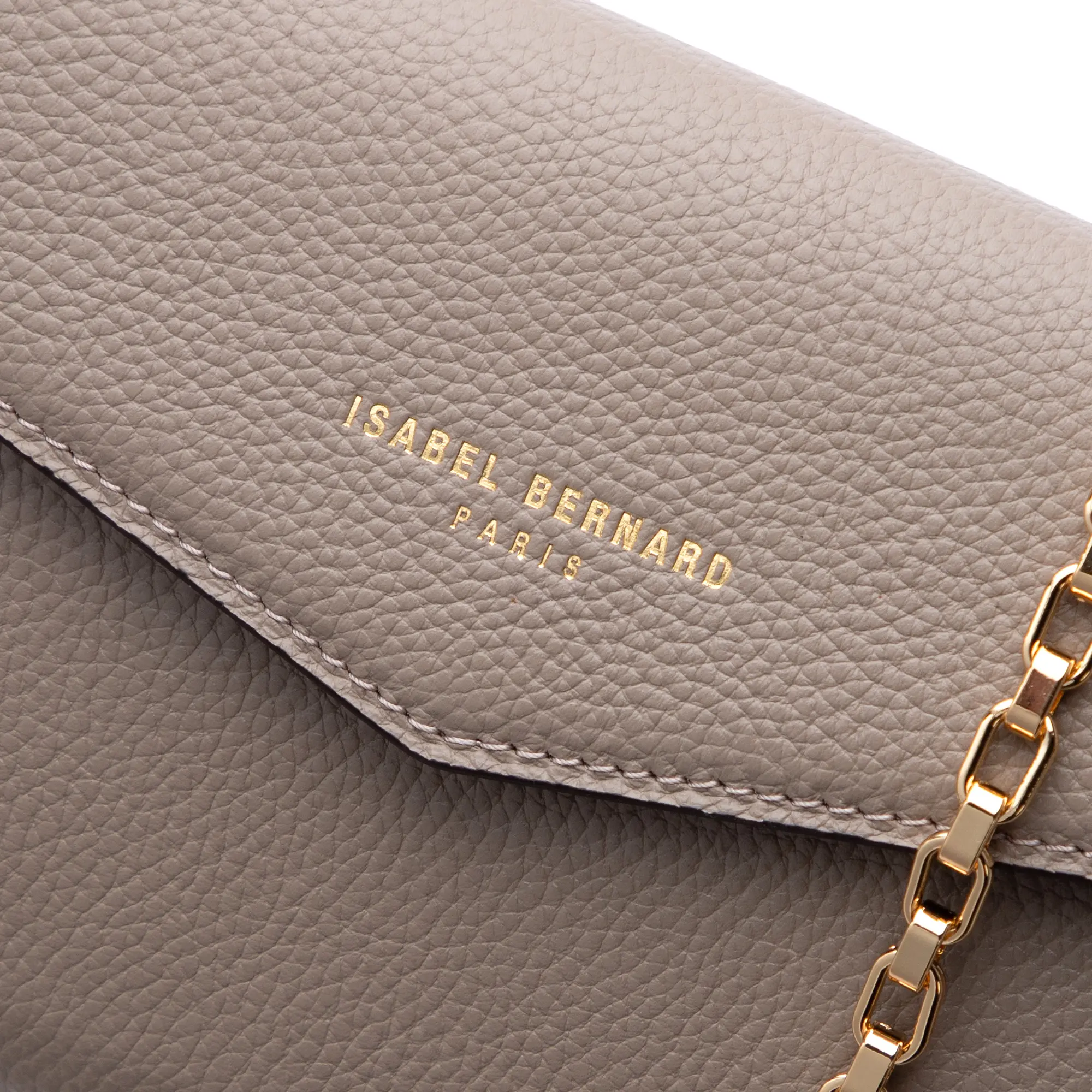 Isabel Bernard Honoré Lina Taupe Clutch With Detachable Shoulder Chain IB21135-078 - Image 3