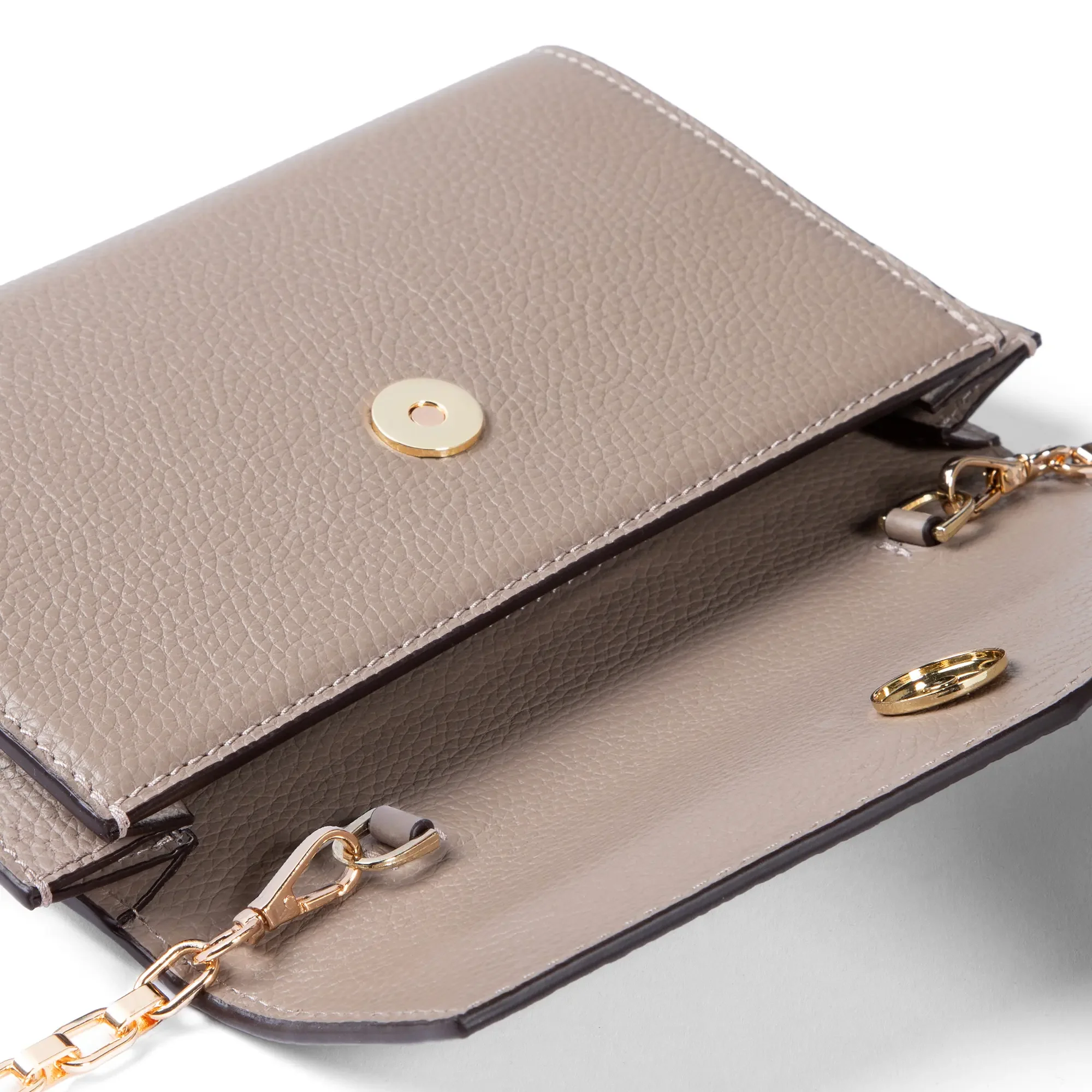 Isabel Bernard Honoré Lina Taupe Clutch With Detachable Shoulder Chain IB21135-078 - Image 4