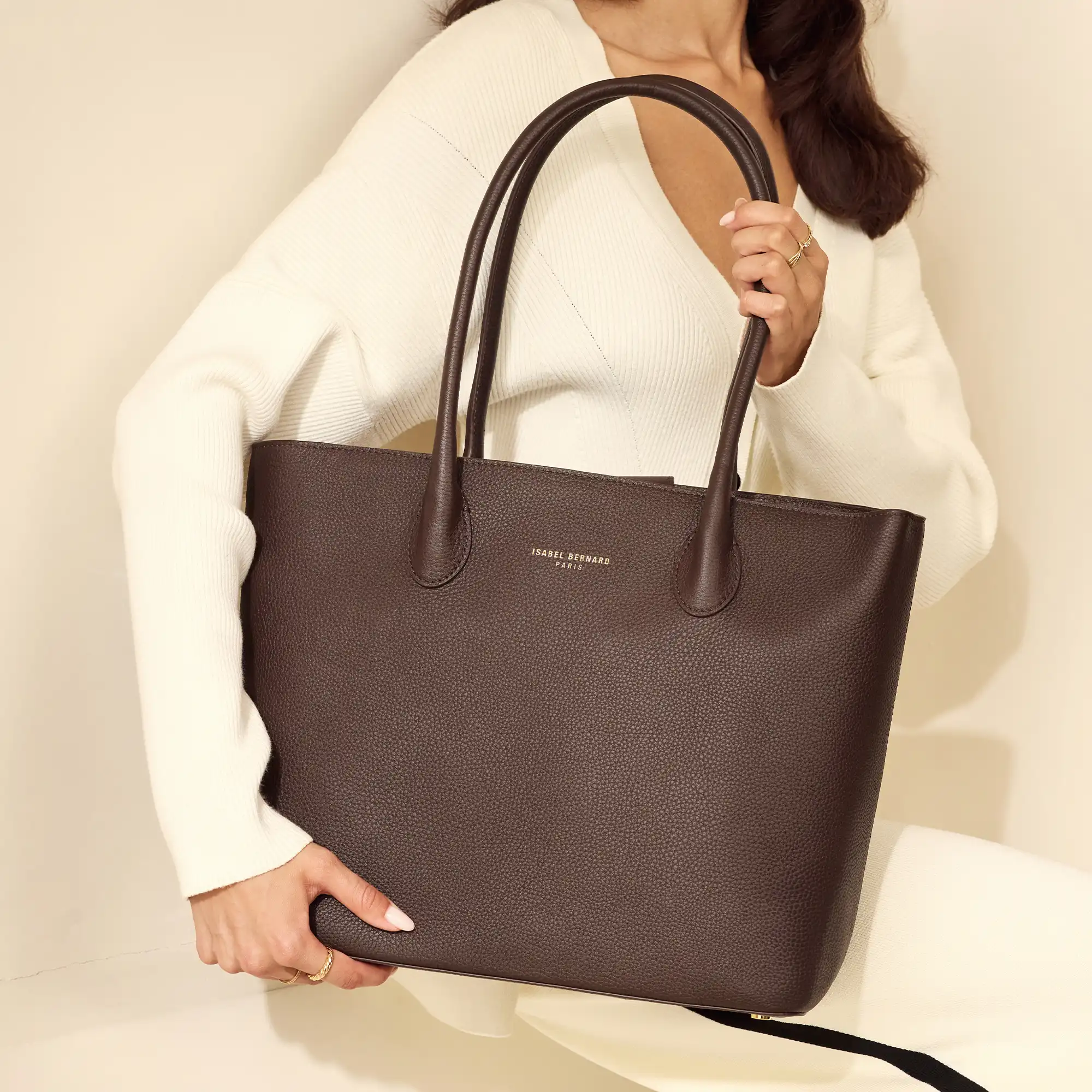 Isabel Bernard Honoré Lysanne Brown Calfskin Leather Shopper IB25089 - Image 2