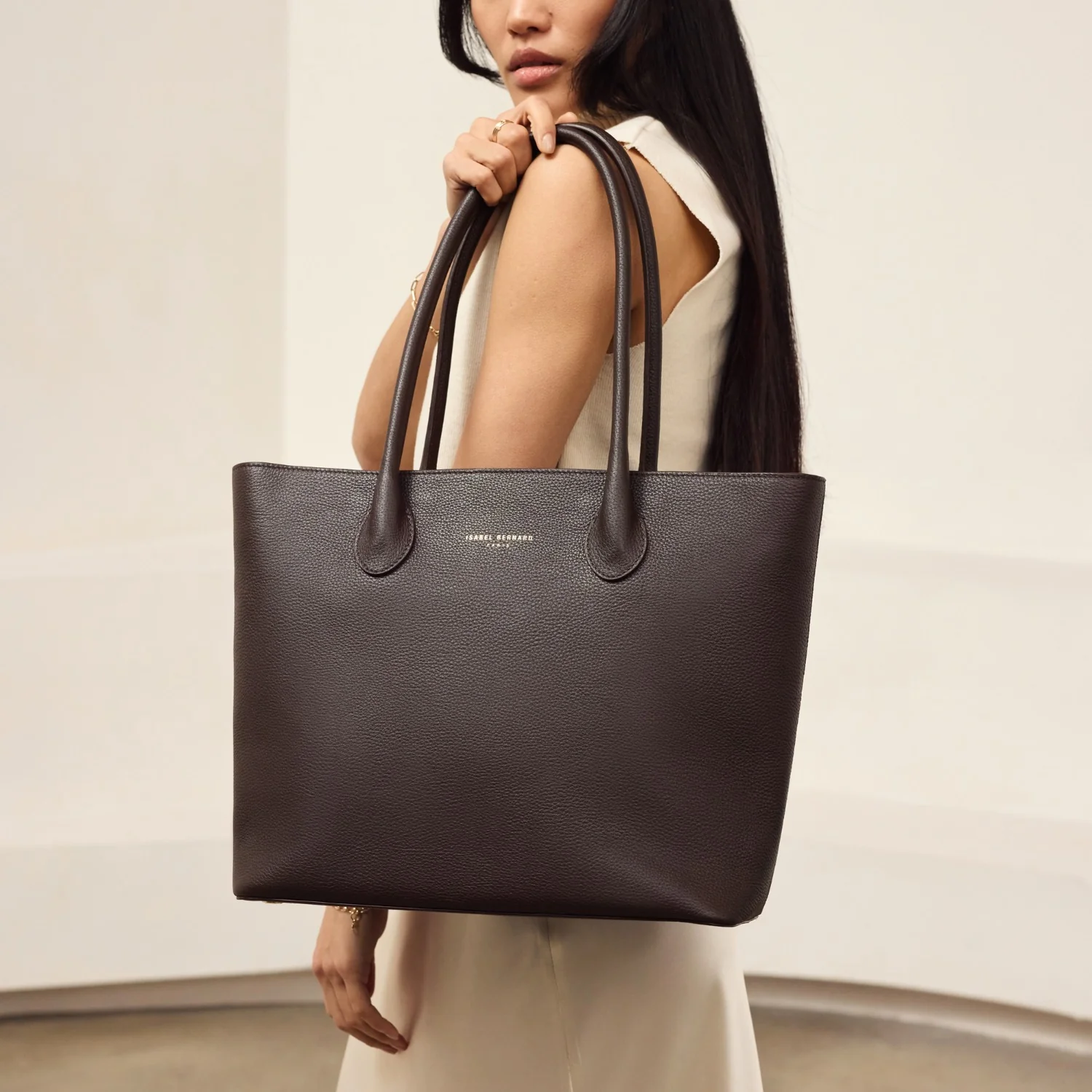 Isabel Bernard Honoré Lysanne Brown Calfskin Leather Shopper IB25089 - Image 4