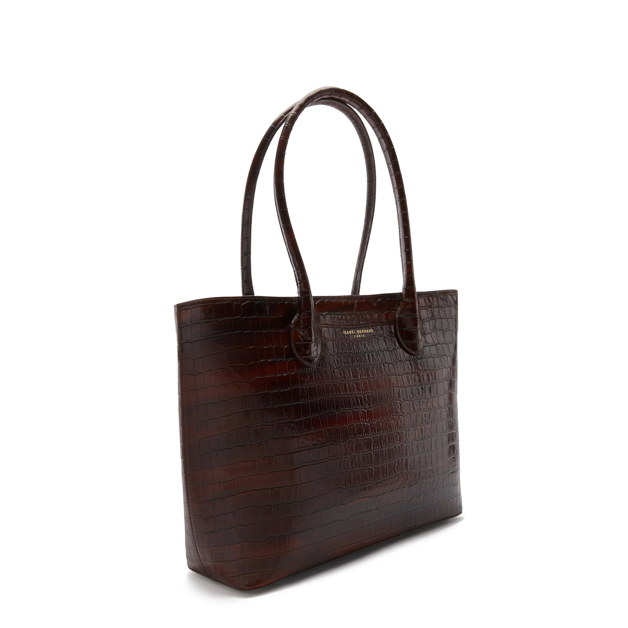 Isabel Bernard Honoré Lysanne Croco Brown Calfskin Shopper IB25025 - Image 4