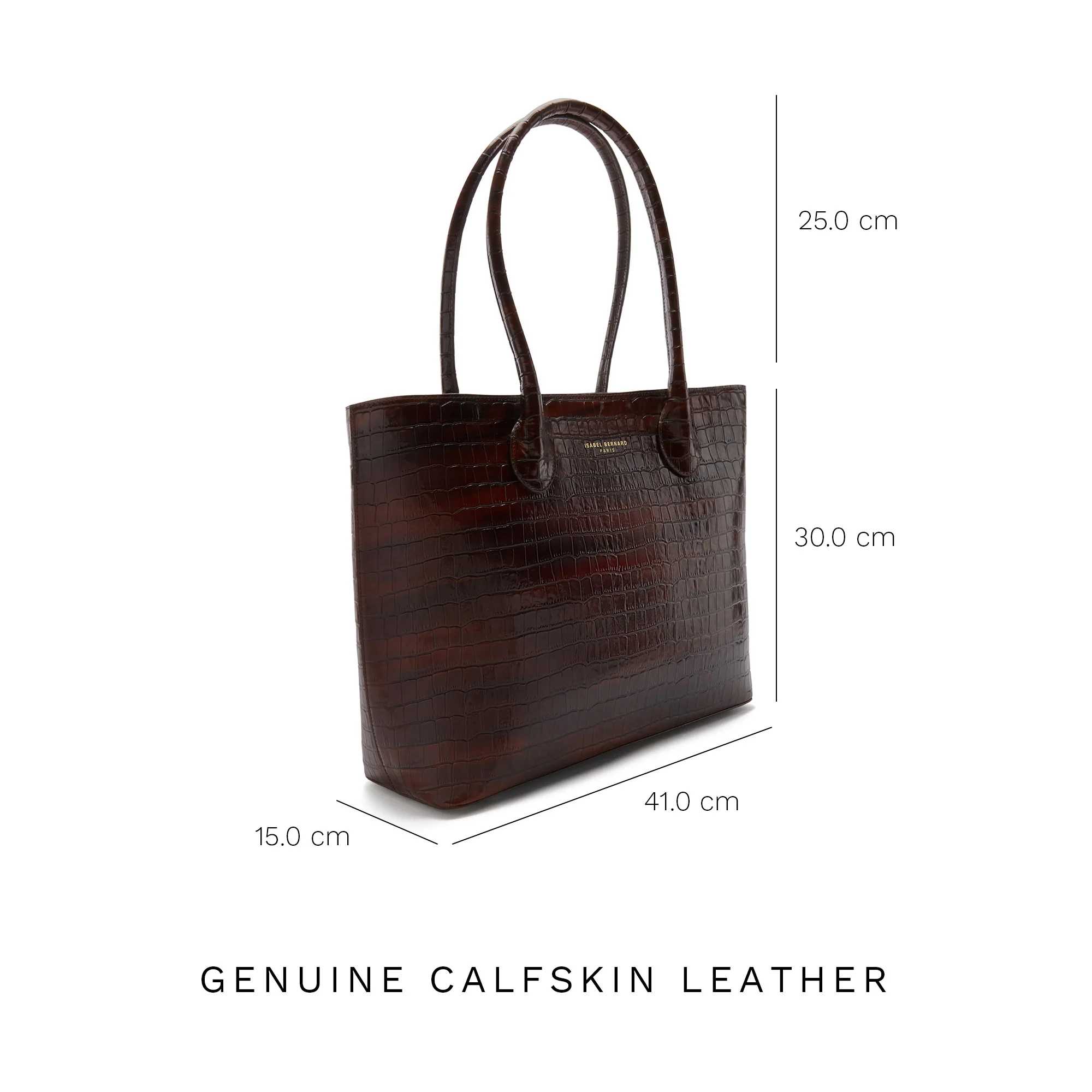 Isabel Bernard Honoré Lysanne Croco Brown Calfskin Shopper IB25025 - Image 8