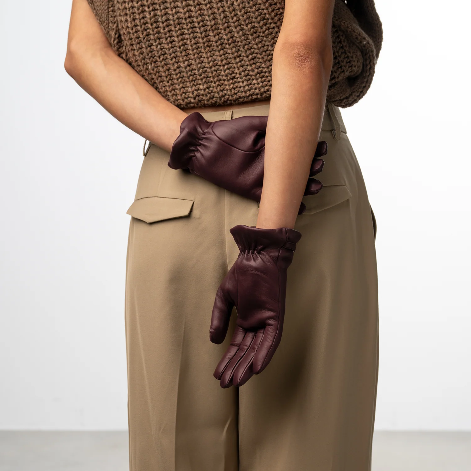 Isabel Bernard Honoré Marcelia Bordeaux Red goatskin leather gloves IB67001-352-6.5 - Image 2