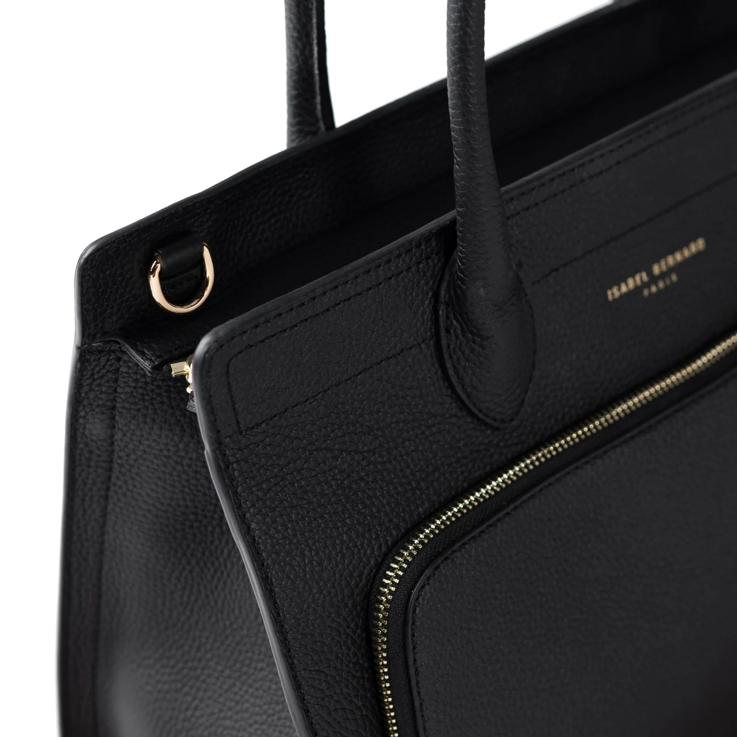 Isabel Bernard Honoré Nadine black calfskin leather handbag with 13 inch laptop compartment IB25110-001-13 - Image 6