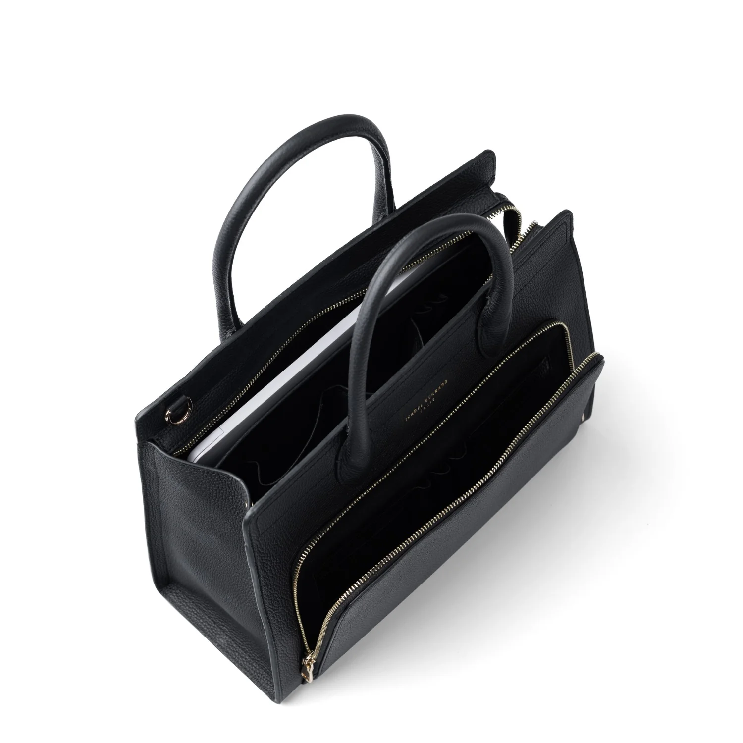 Isabel Bernard Honoré Nadine black calfskin leather handbag with 13 inch laptop compartment IB25110-001-13 - Image 8