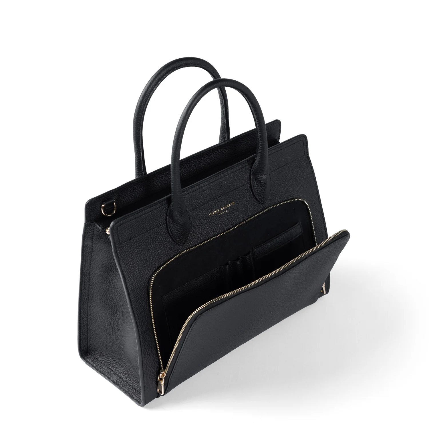 Isabel Bernard Honoré Nadine black calfskin leather handbag with 13 inch laptop compartment IB25110-001-13 - Image 9