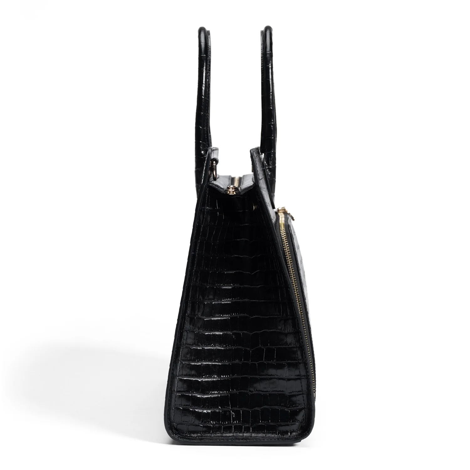 Isabel Bernard Honoré Nadine Black Croco Leather Handbag made of Calfskin IB25033 - Image 4