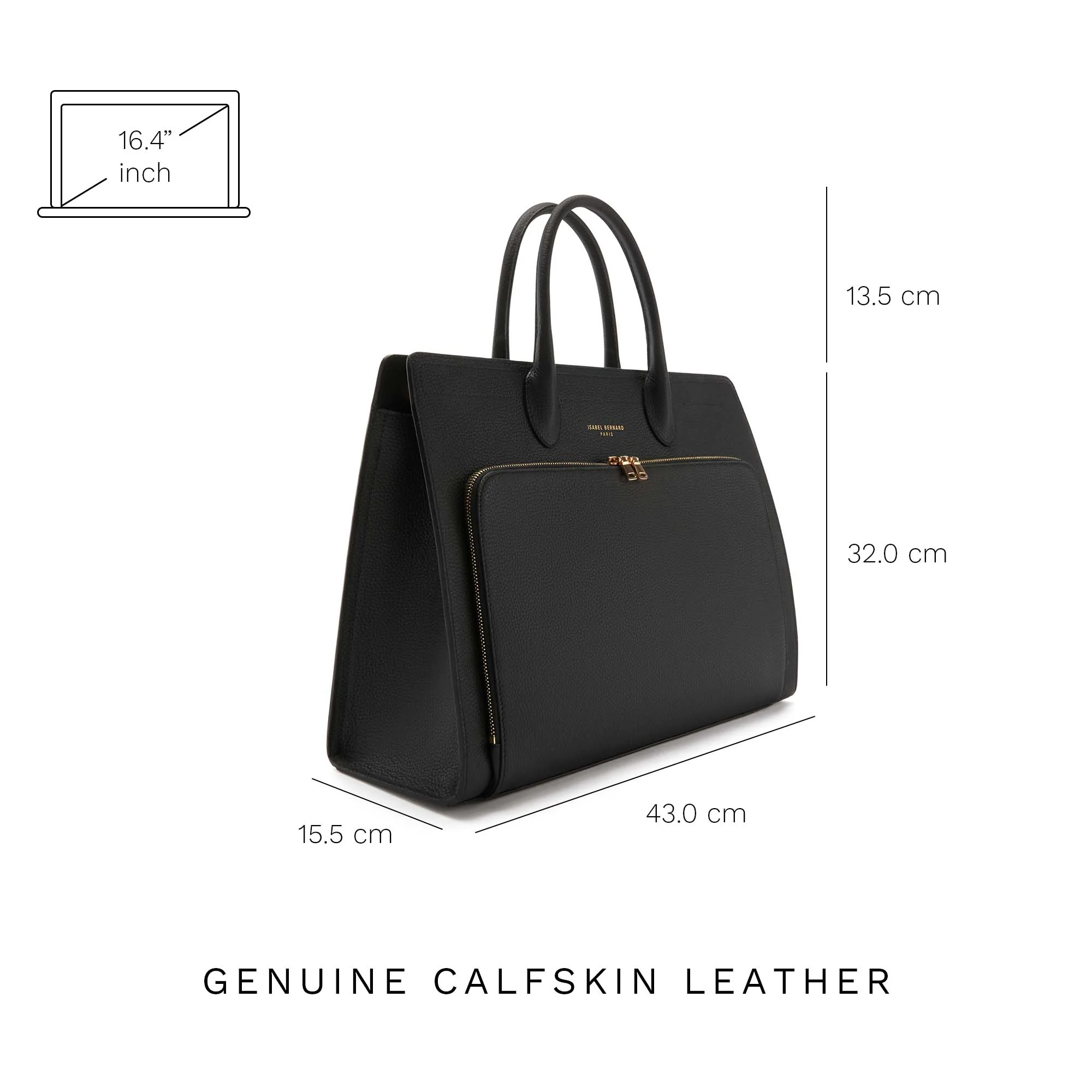 Isabel Bernard Honoré Nadine Black Leather Handbag made of Calfskin IB25032 - Image 10