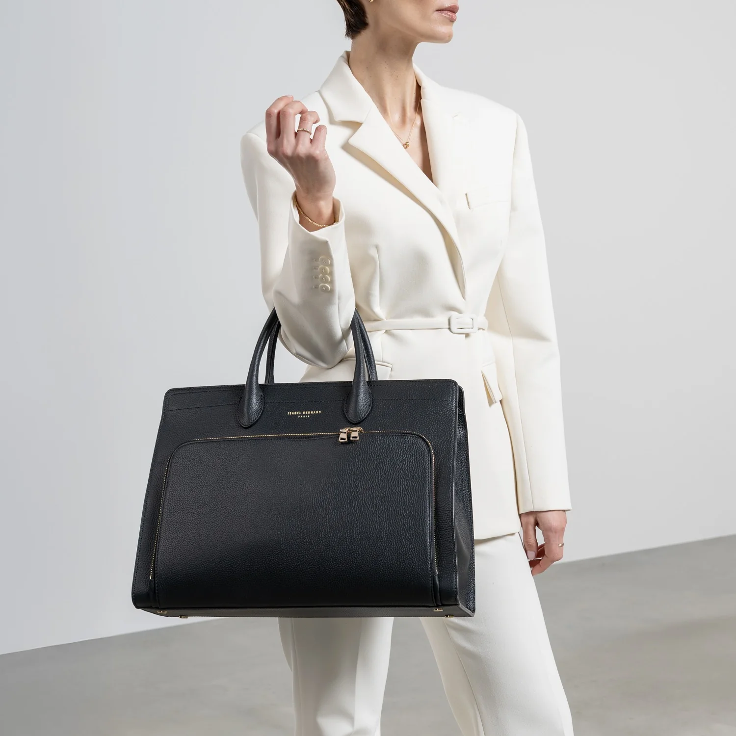 Isabel Bernard Honoré Nadine Black Leather Handbag made of Calfskin IB25032 - Image 2