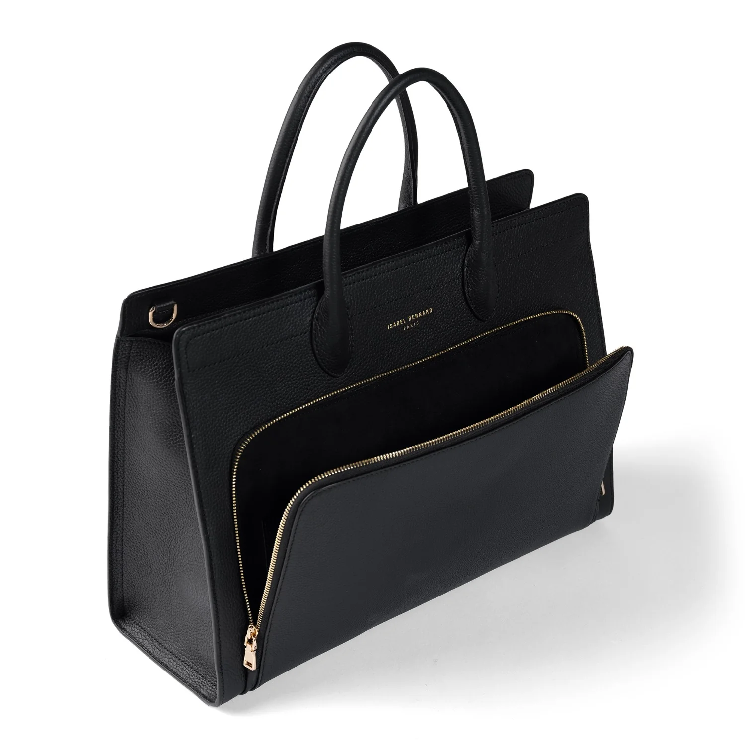 Isabel Bernard Honoré Nadine Black Leather Handbag made of Calfskin IB25032 - Image 9