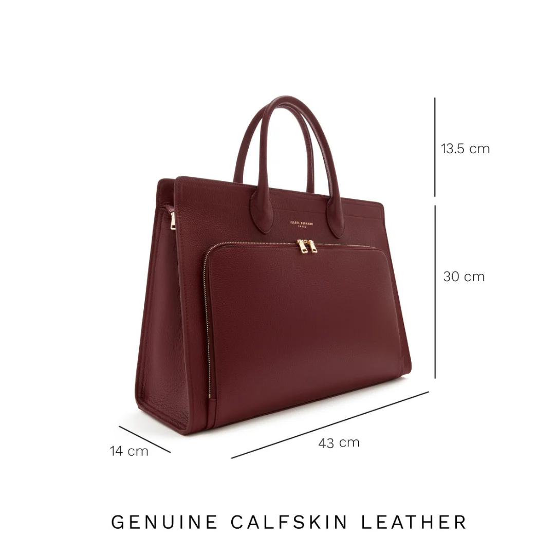 Isabel Bernard Honoré Nadine Bordeaux Calfskin Leather Handbag IB25080 - Image 8