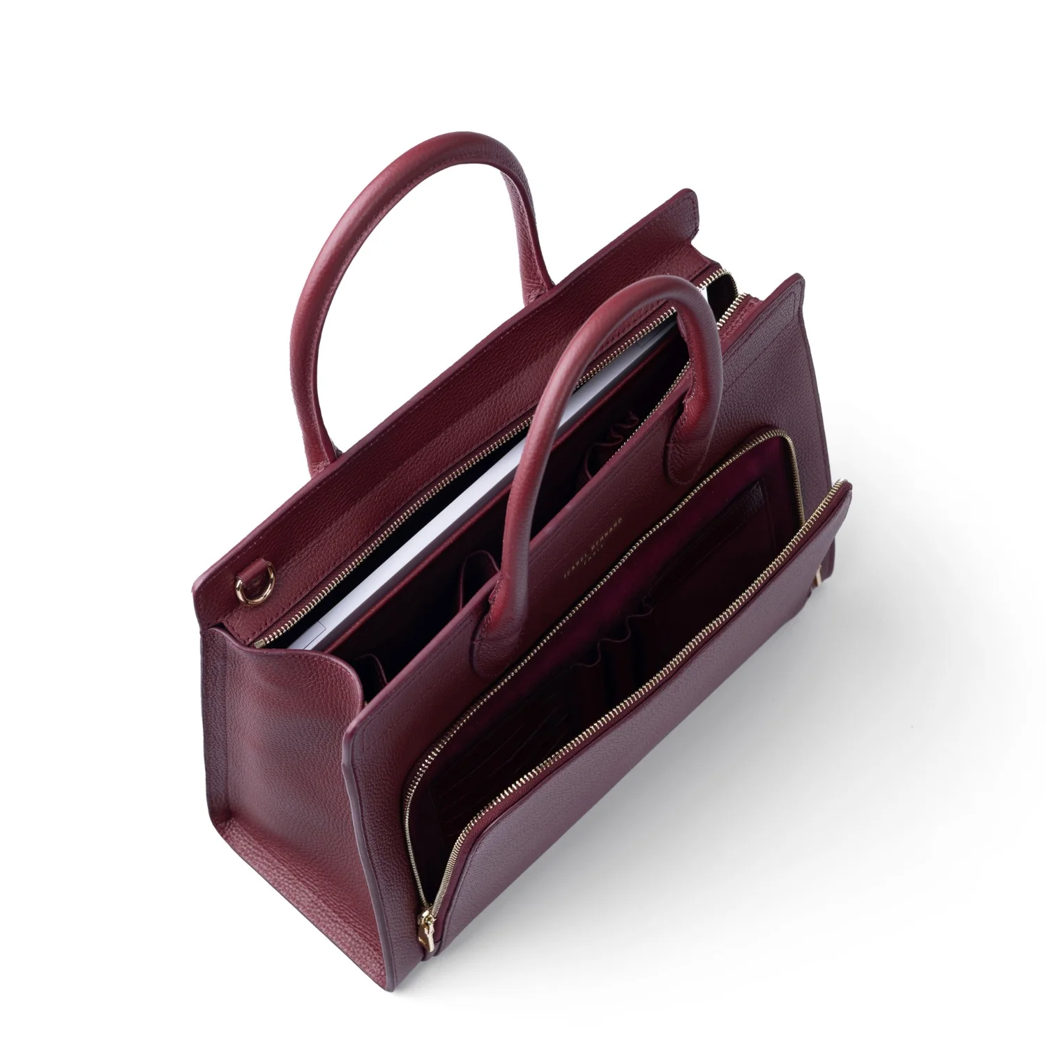 Isabel Bernard Honoré Nadine bordeaux red calfskin leather handbag with 13 inch laptop compartment IB25110-052-13 - Image 10