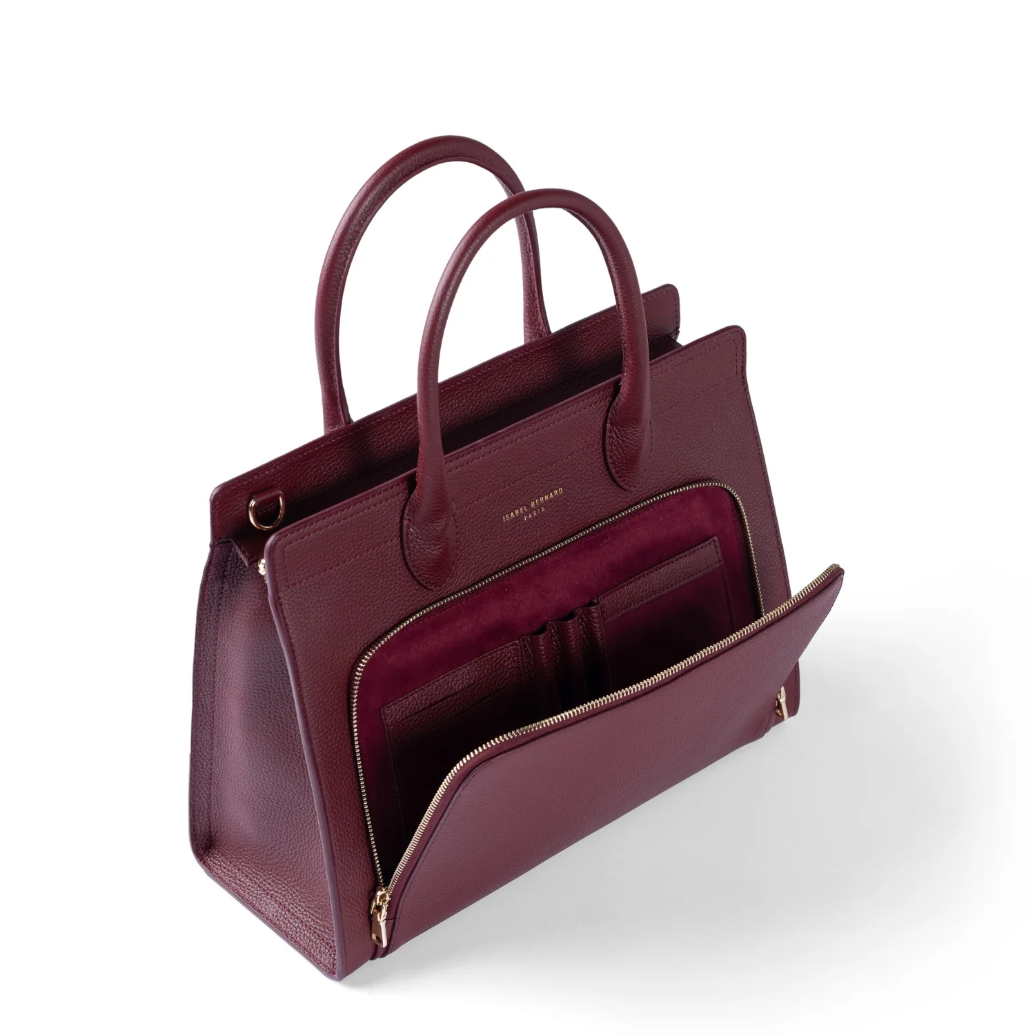 Isabel Bernard Honoré Nadine bordeaux red calfskin leather handbag with 13 inch laptop compartment IB25110-052-13 - Image 9