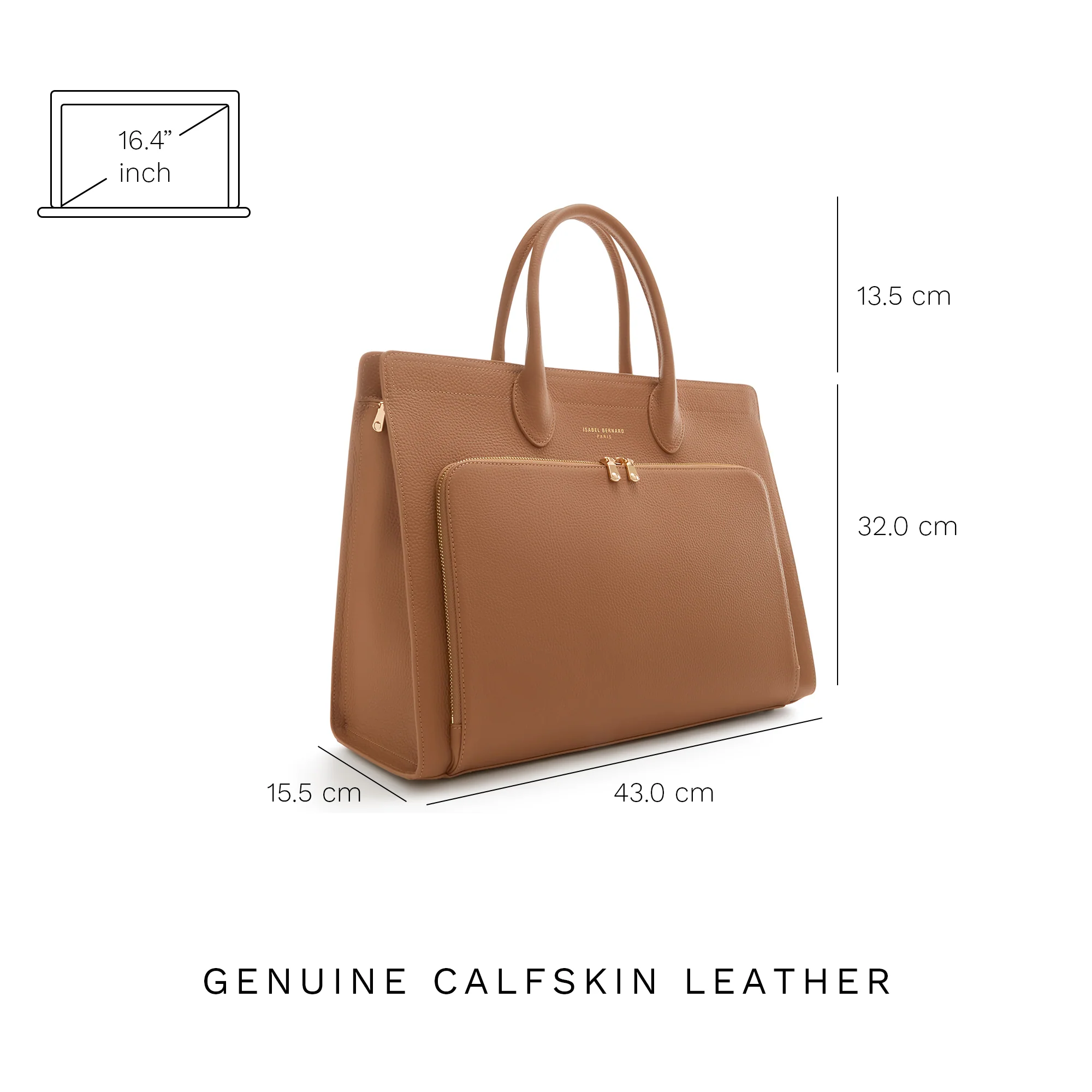 Isabel Bernard Honoré Nadine Camel Calfskin Handbag IB25053 - Image 10