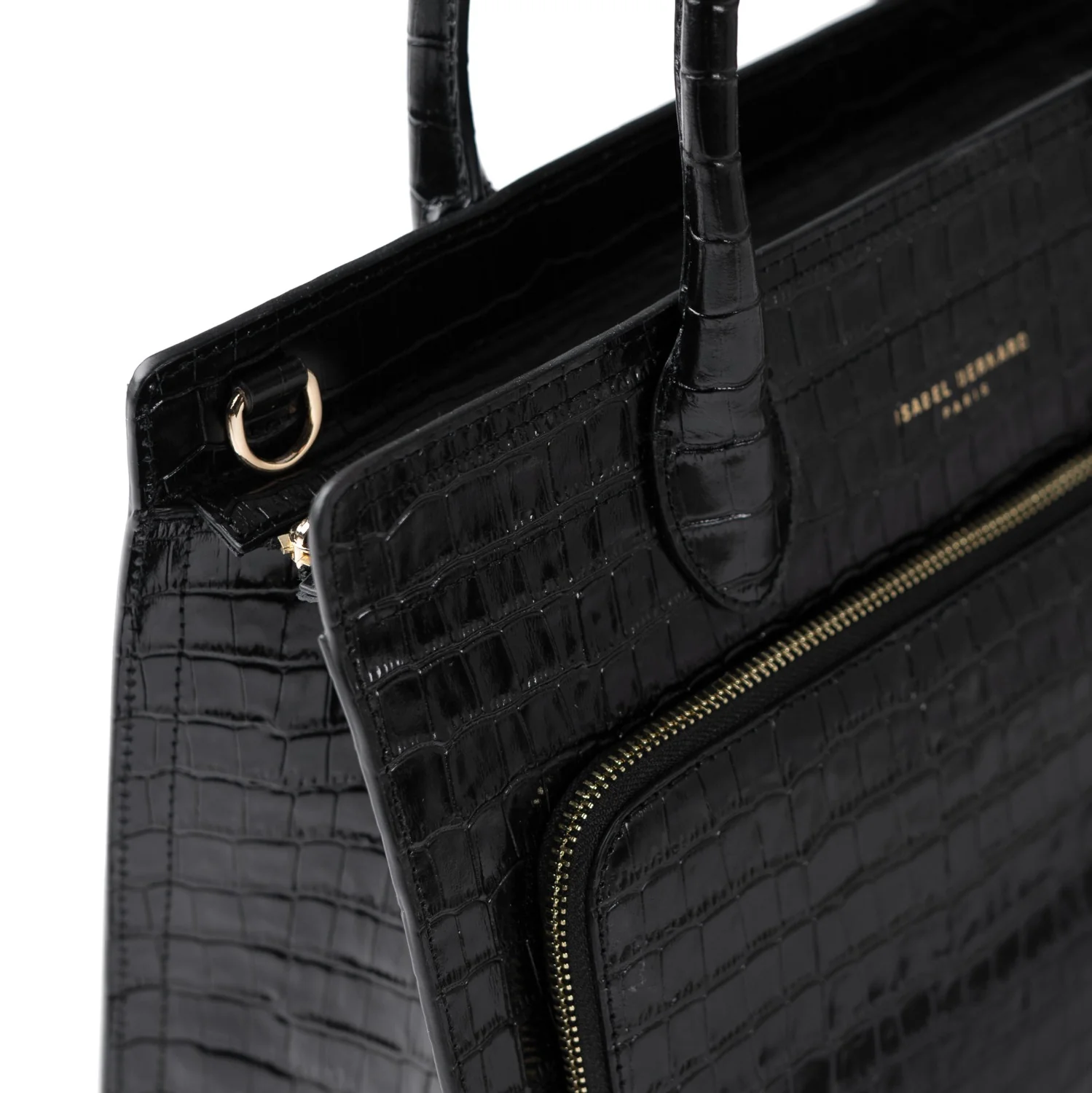 Isabel Bernard Honoré Nadine croco black calfskin leather handbag with 13 inch laptop compartment IB25110-201-13 - Image 7