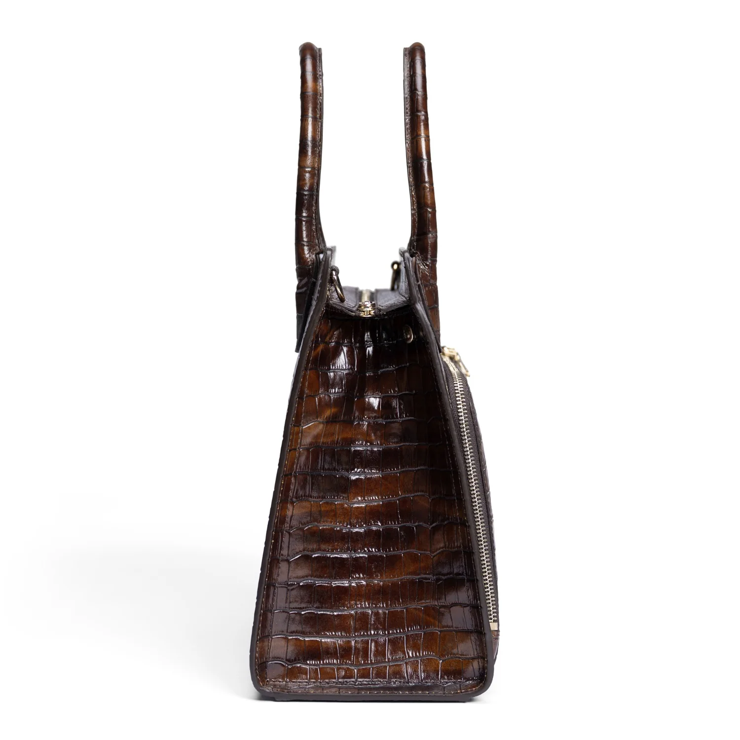 Isabel Bernard Honoré Nadine croco brown calfskin leather handbag with 13 inch laptop compartment IB25110-230-13 - Image 5