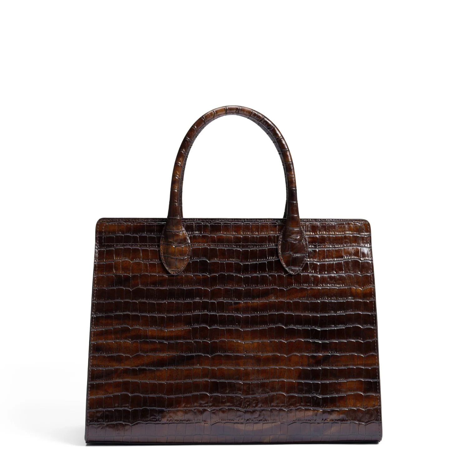 Isabel Bernard Honoré Nadine croco brown calfskin leather handbag with 13 inch laptop compartment IB25110-230-13 - Image 6